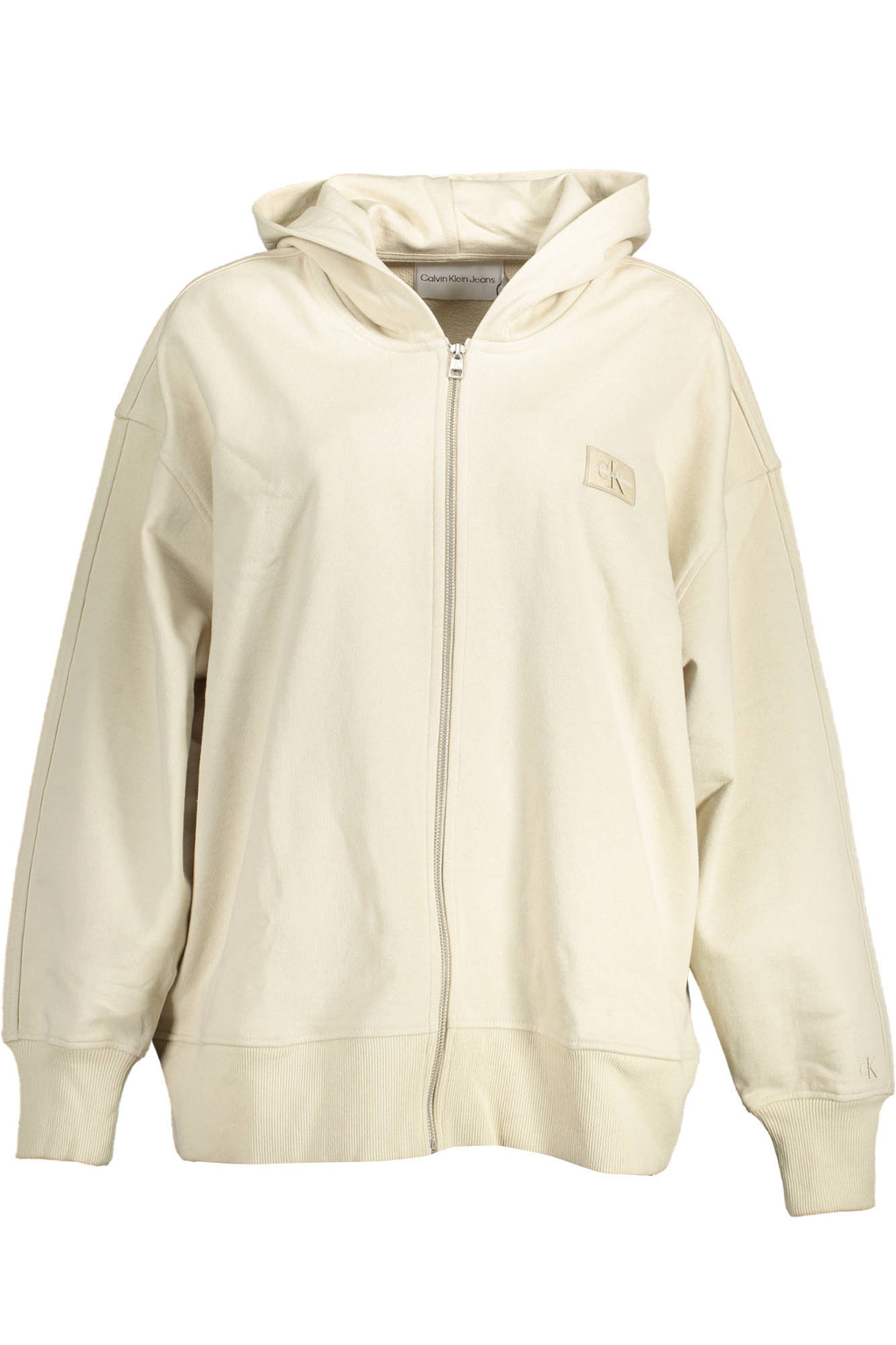 CALVIN KLEIN WOMEN'S BEIGE ZIP-UP SWEATSHIRT 