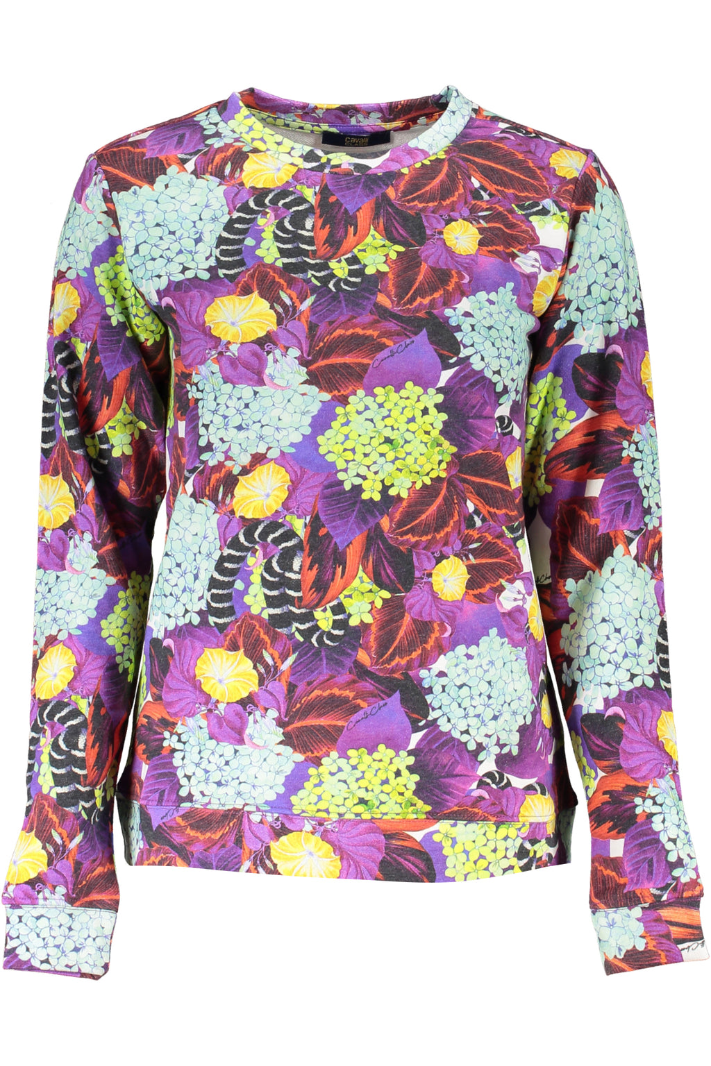 CAVALLI CLASS WOMEN'S PURPLE ZIP-UP SWEATSHIRT 