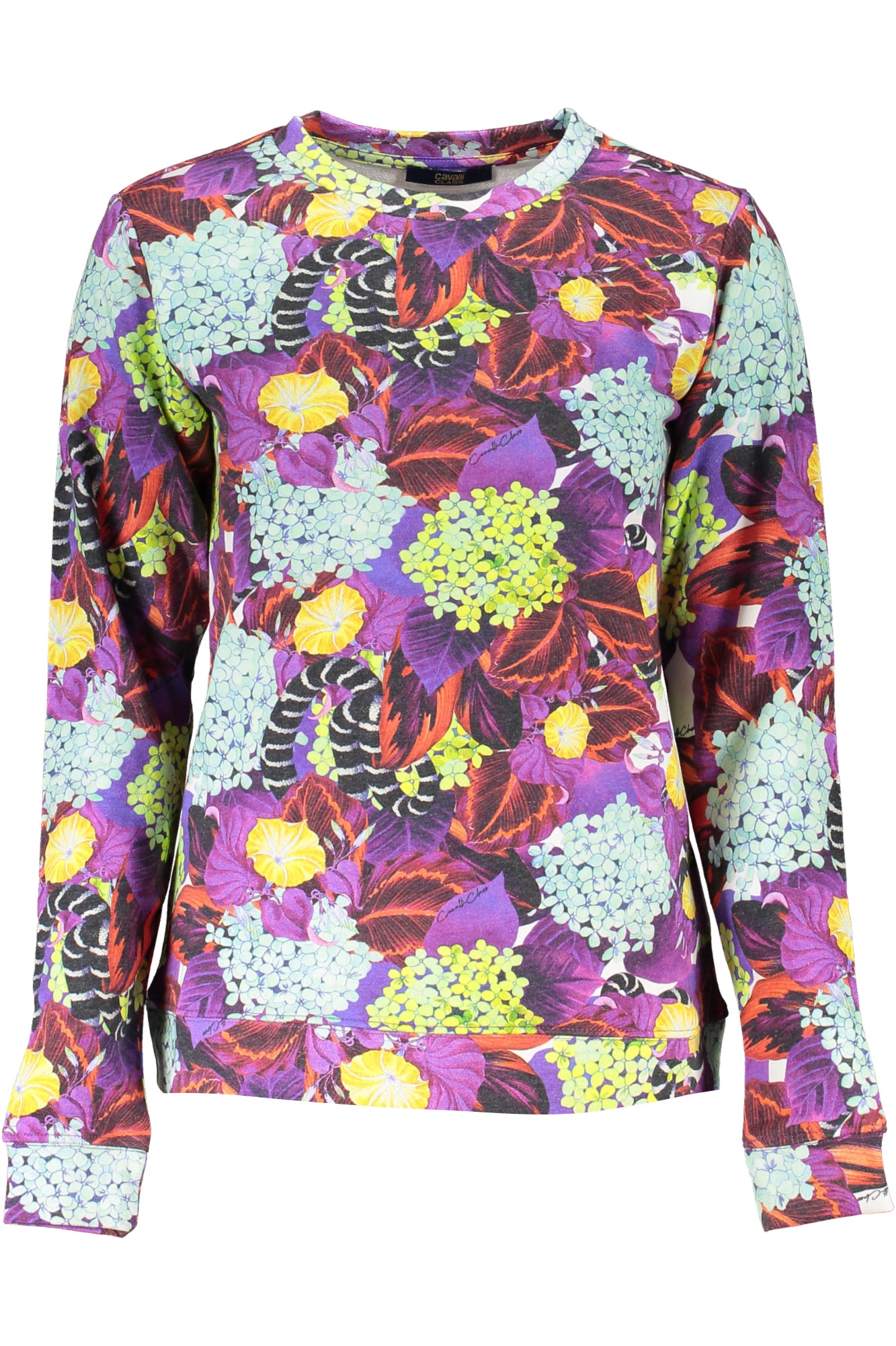 CAVALLI CLASS WOMEN'S PURPLE ZIP-UP SWEATSHIRT 
