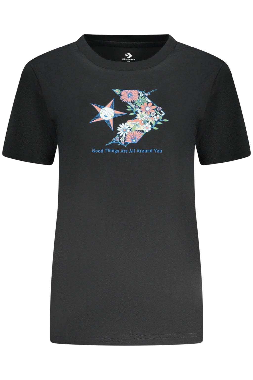 Camiseta de manga corta Converse para mujer, negra 