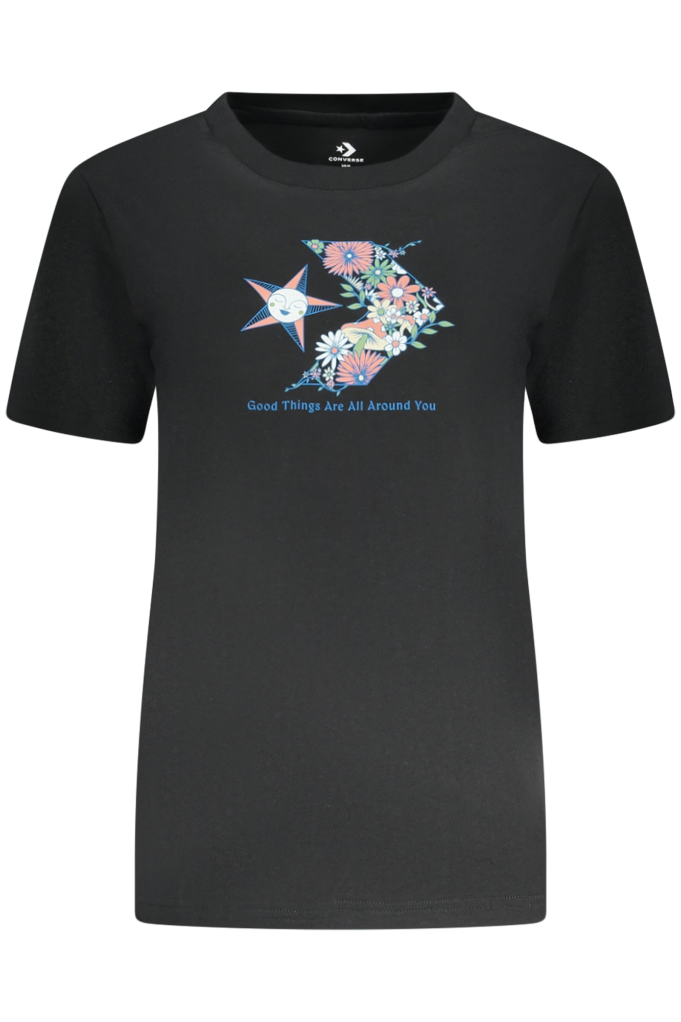 Camiseta de manga corta Converse para mujer, negra 