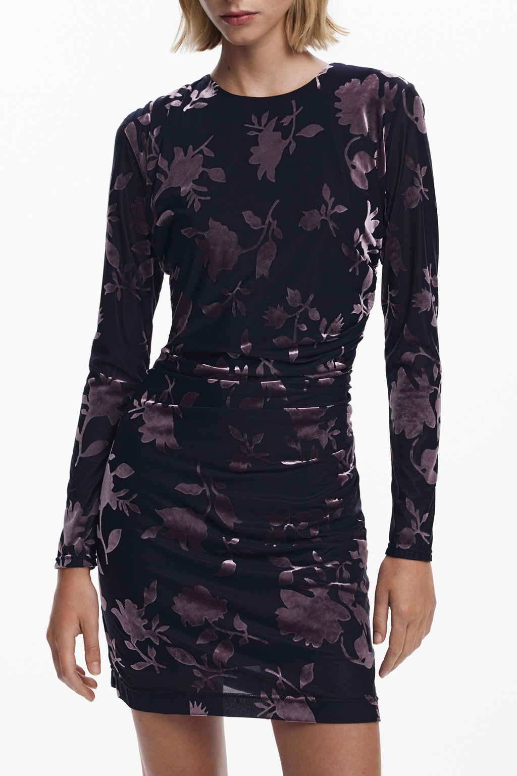 VESTIDO CORTO DESIGUAL PARA MUJER EN AZUL 