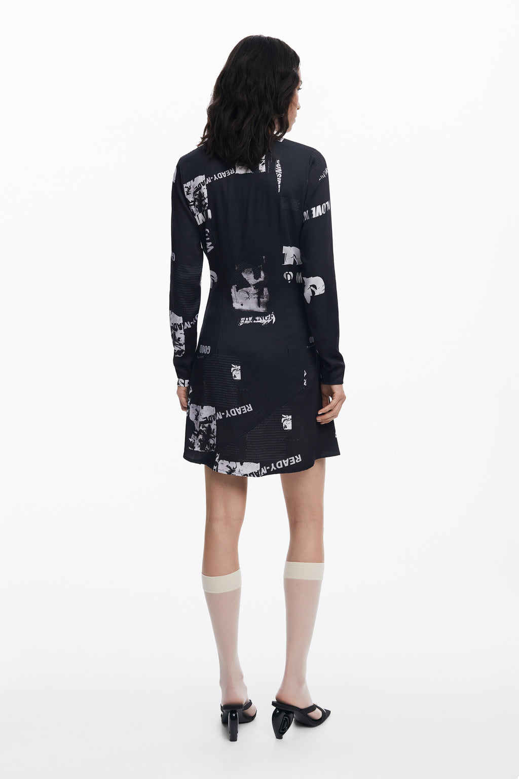 VESTIDO CORTO DESIGUAL PARA MUJER EN NEGRO 