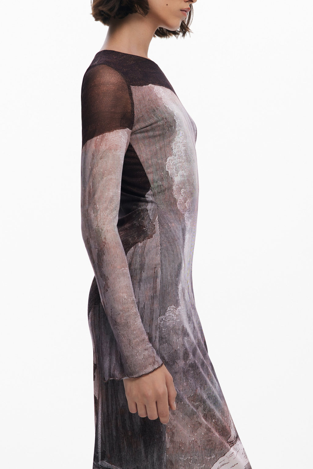 VESTIDO LARGO DE MUJER DESIGUAL EN MARRÓN 