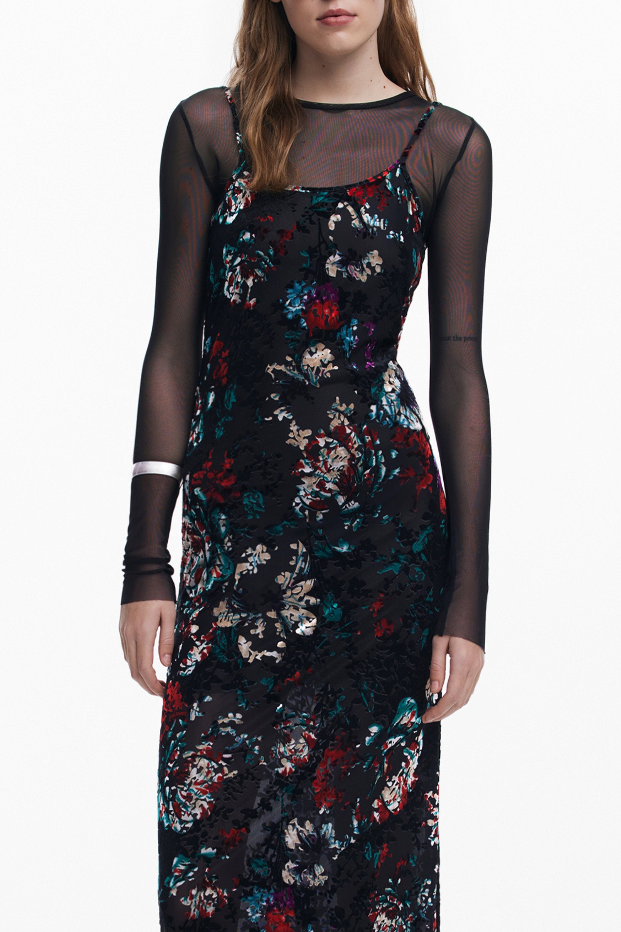 DESIGUAL WOMEN'S LONG BLACK DRESS 