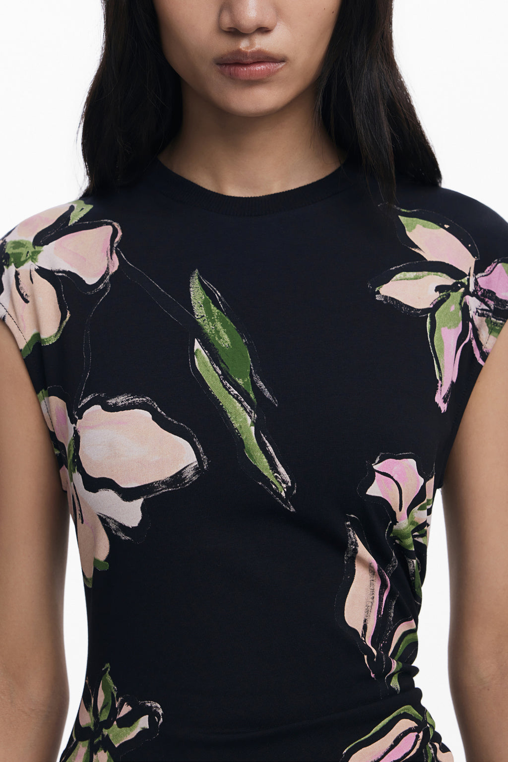 VESTIDO LARGO NEGRO DE MUJER DESIGUAL 