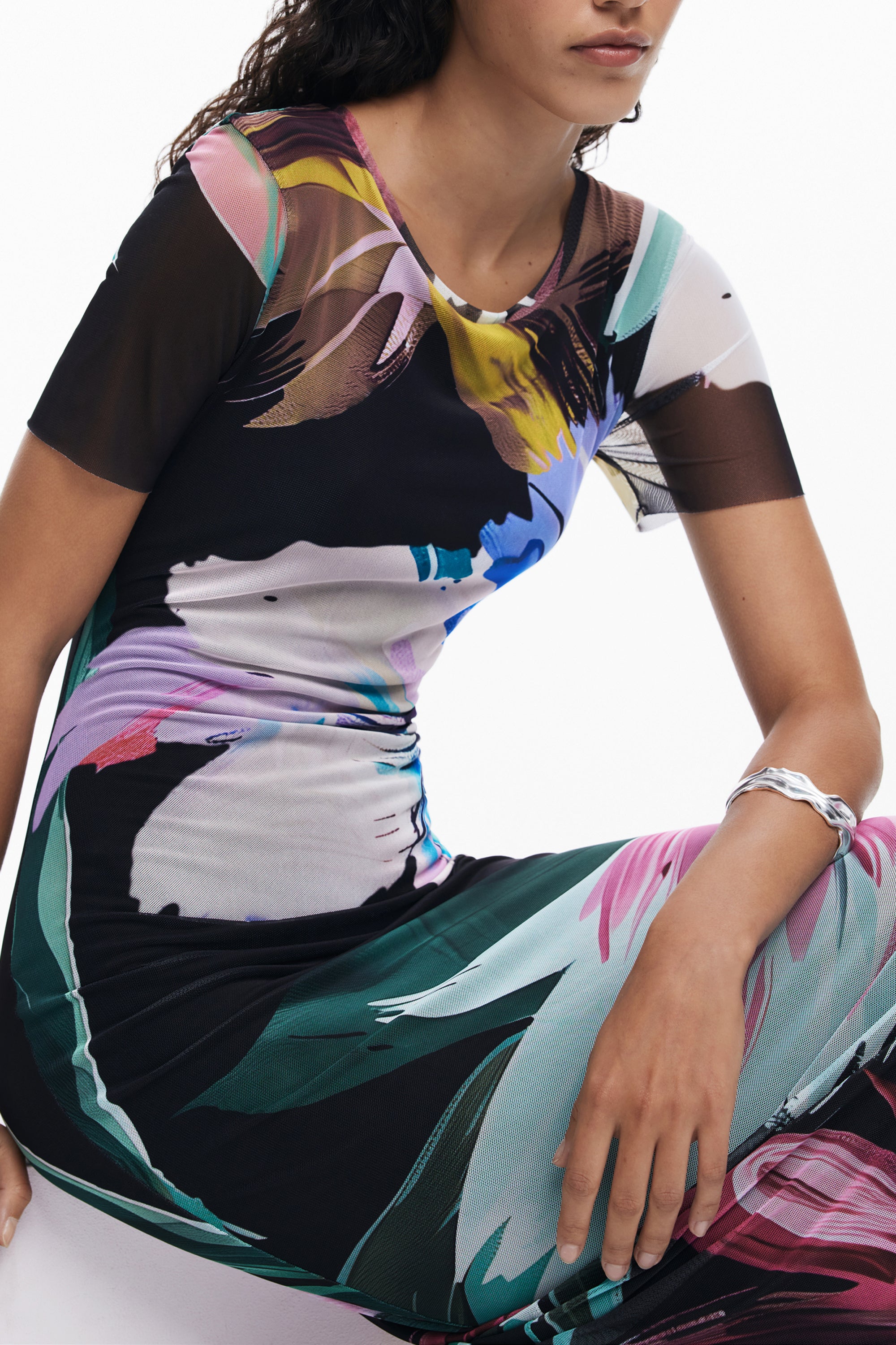 DESIGUAL WOMEN'S LONG BLACK DRESS 