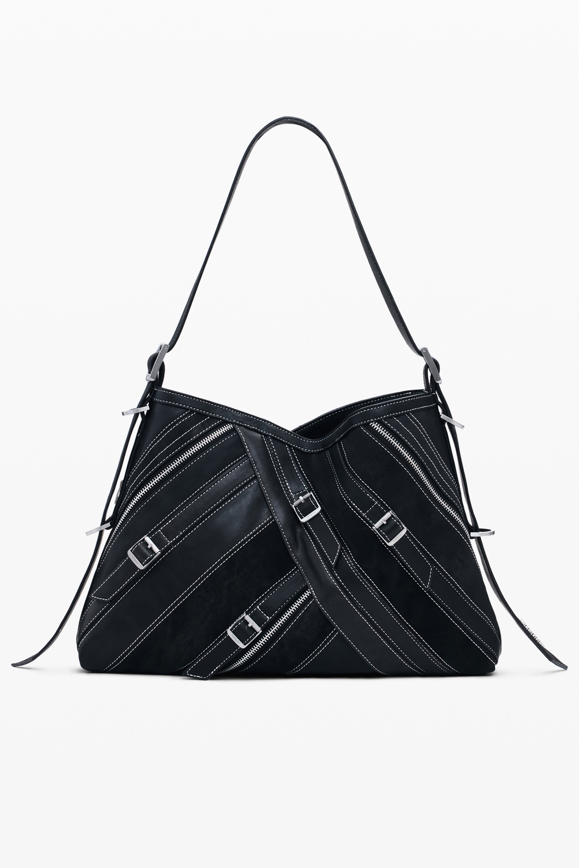 BOLSO NEGRO DE MUJER DESIGUAL 