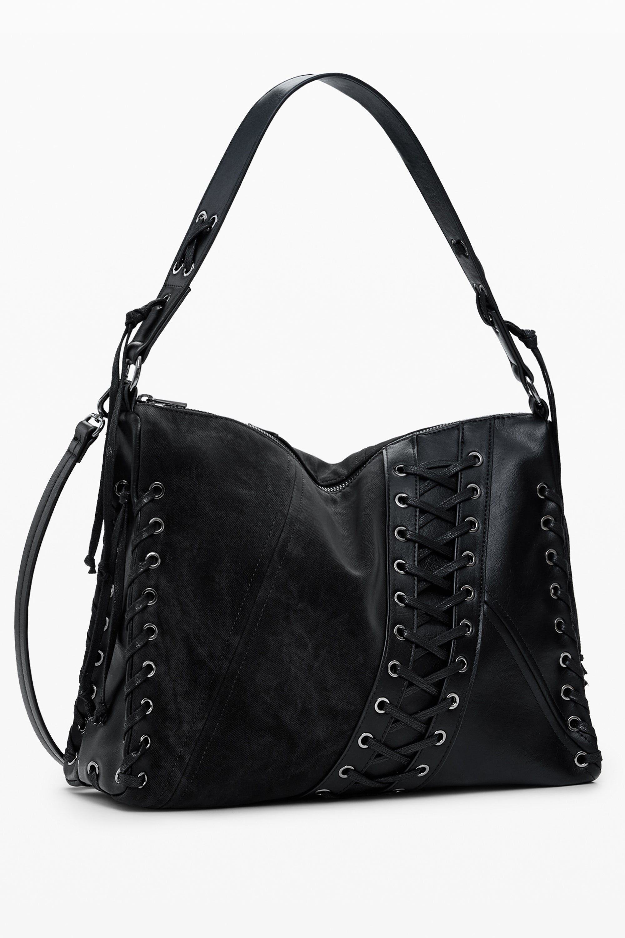 BOLSO NEGRO DE MUJER DESIGUAL 