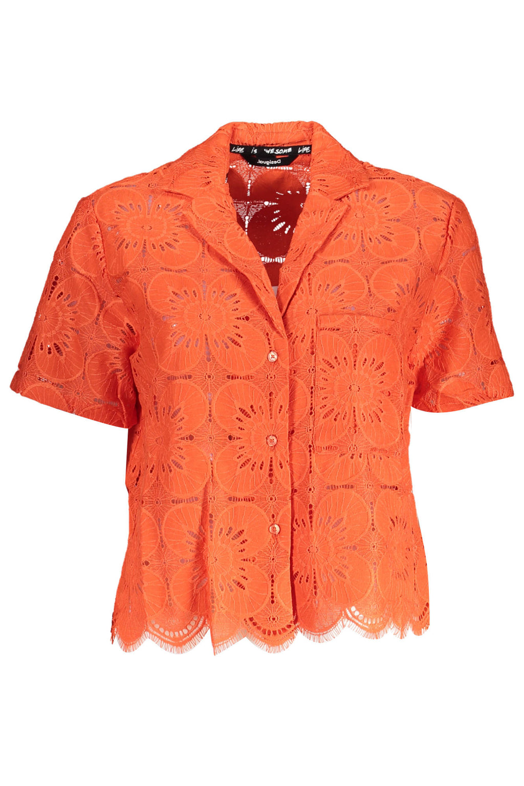 CAMISA DE MANGA CORTA PARA MUJER DESIGUAL, NARANJA 