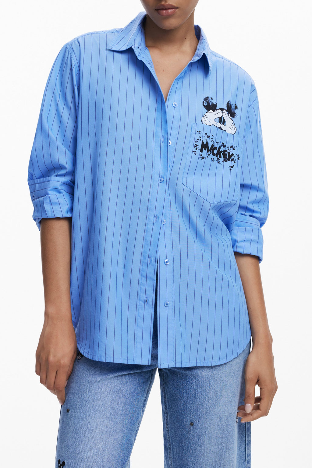 CAMISA DE MANGA LARGA DE MUJER DESIGUAL, AZUL 