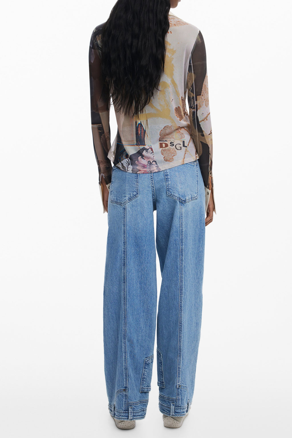 CAMISA DE MANGA LARGA DE MUJER DESIGUAL, BEIGE 