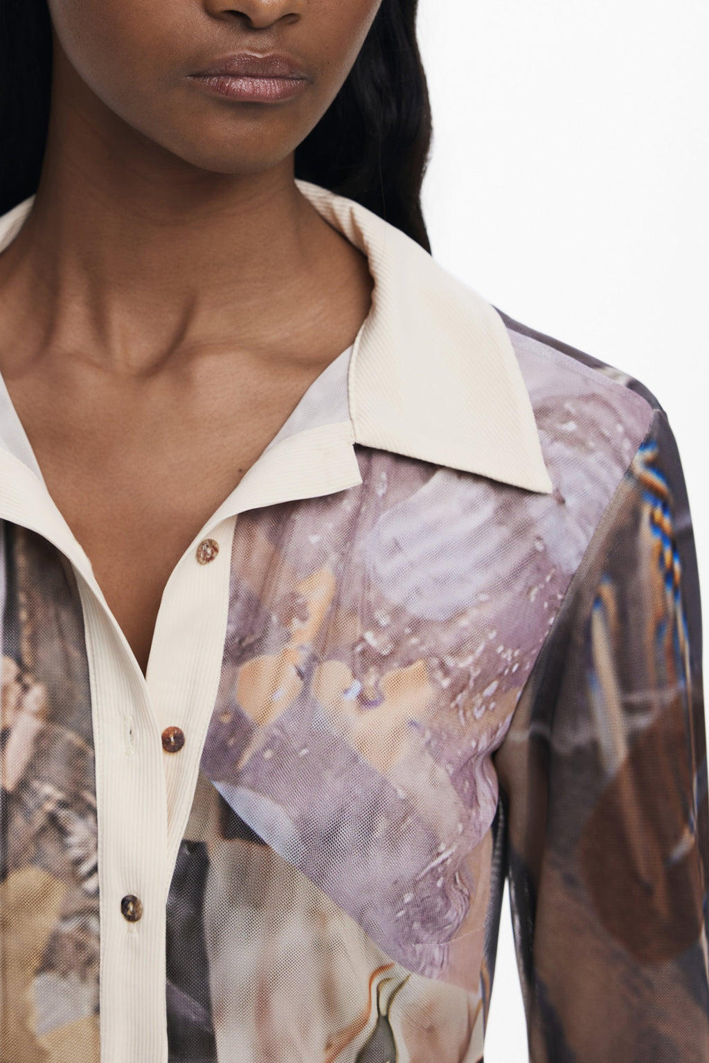 CAMISA DE MANGA LARGA DE MUJER DESIGUAL, BEIGE 