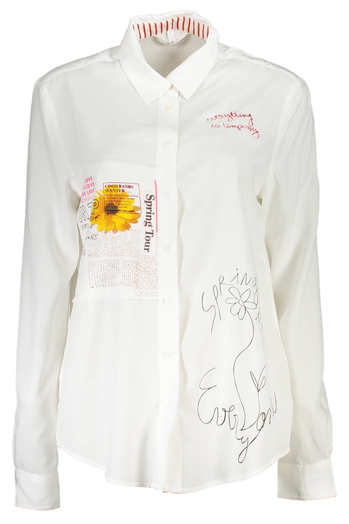 DESIGUAL WOMEN'S LONG-SLEEVED SHIRT WHITE 