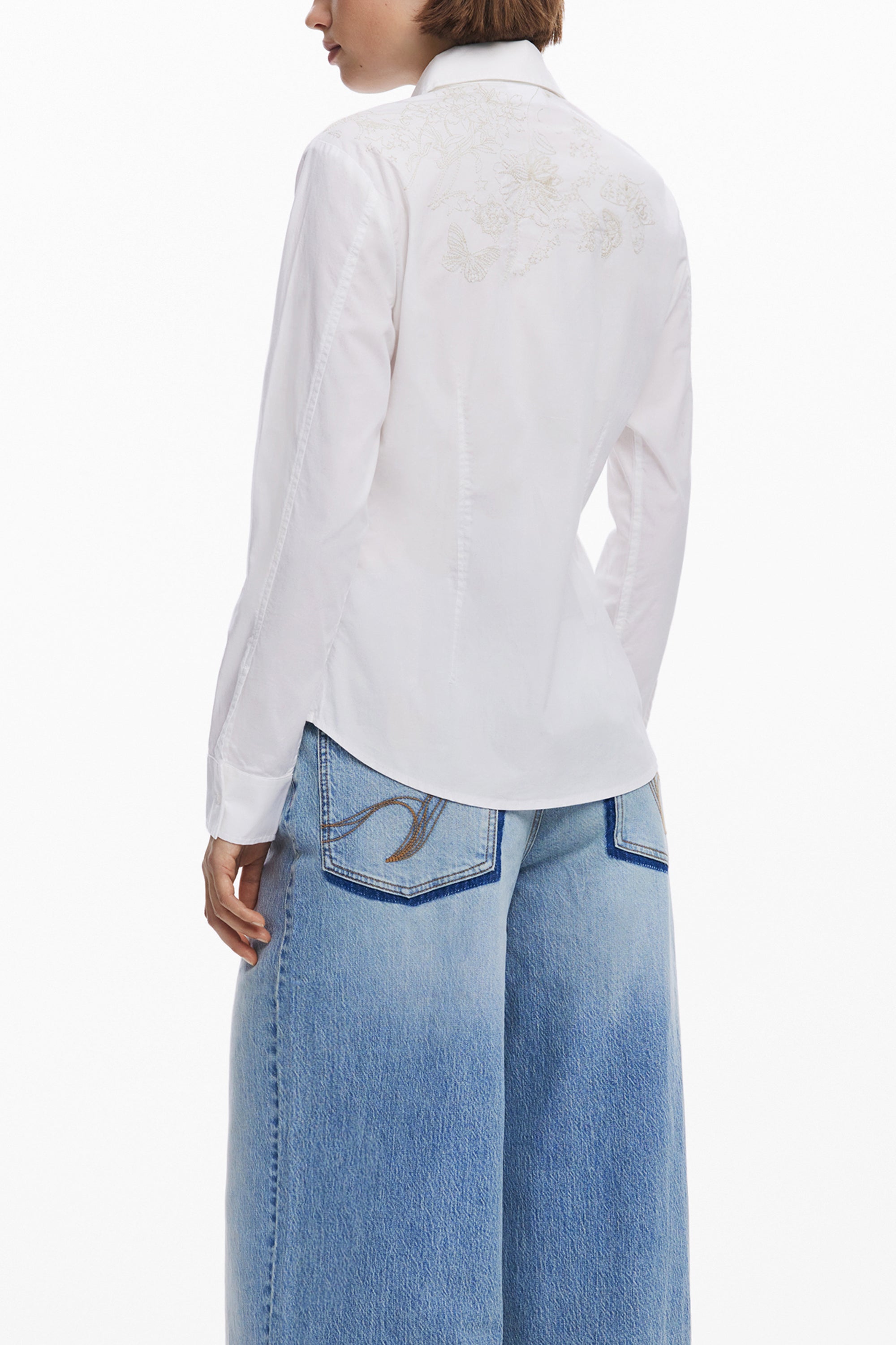 DESIGUAL WOMEN'S LONG-SLEEVED SHIRT WHITE 