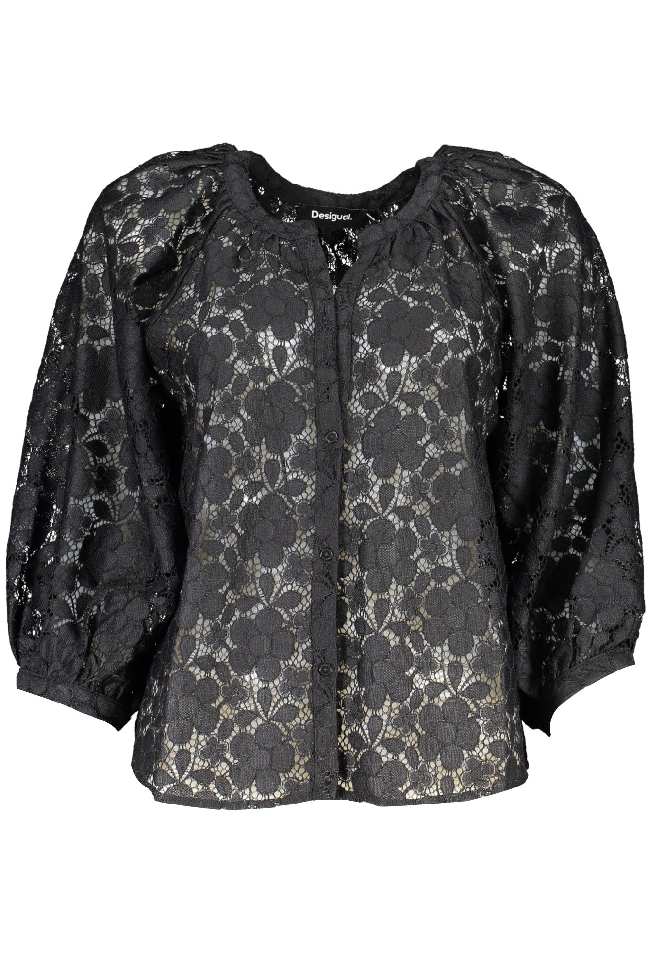 CAMISA DE MANGA LARGA DE MUJER DESIGUAL, NEGRA 