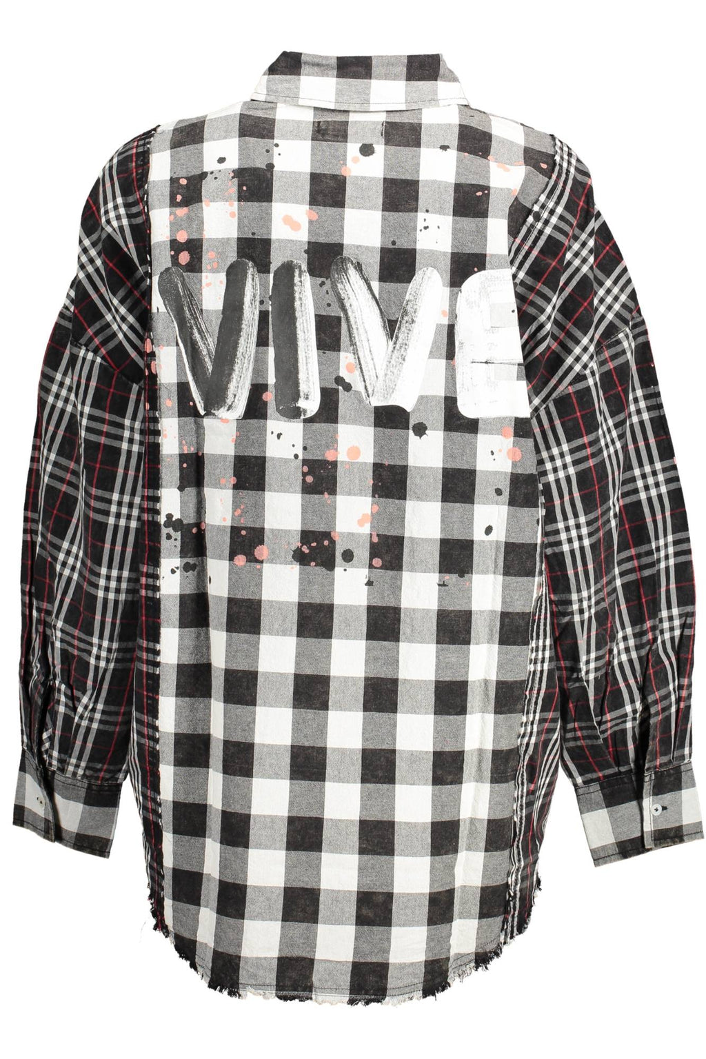 CAMISA DE MANGA LARGA DE MUJER DESIGUAL, NEGRA 