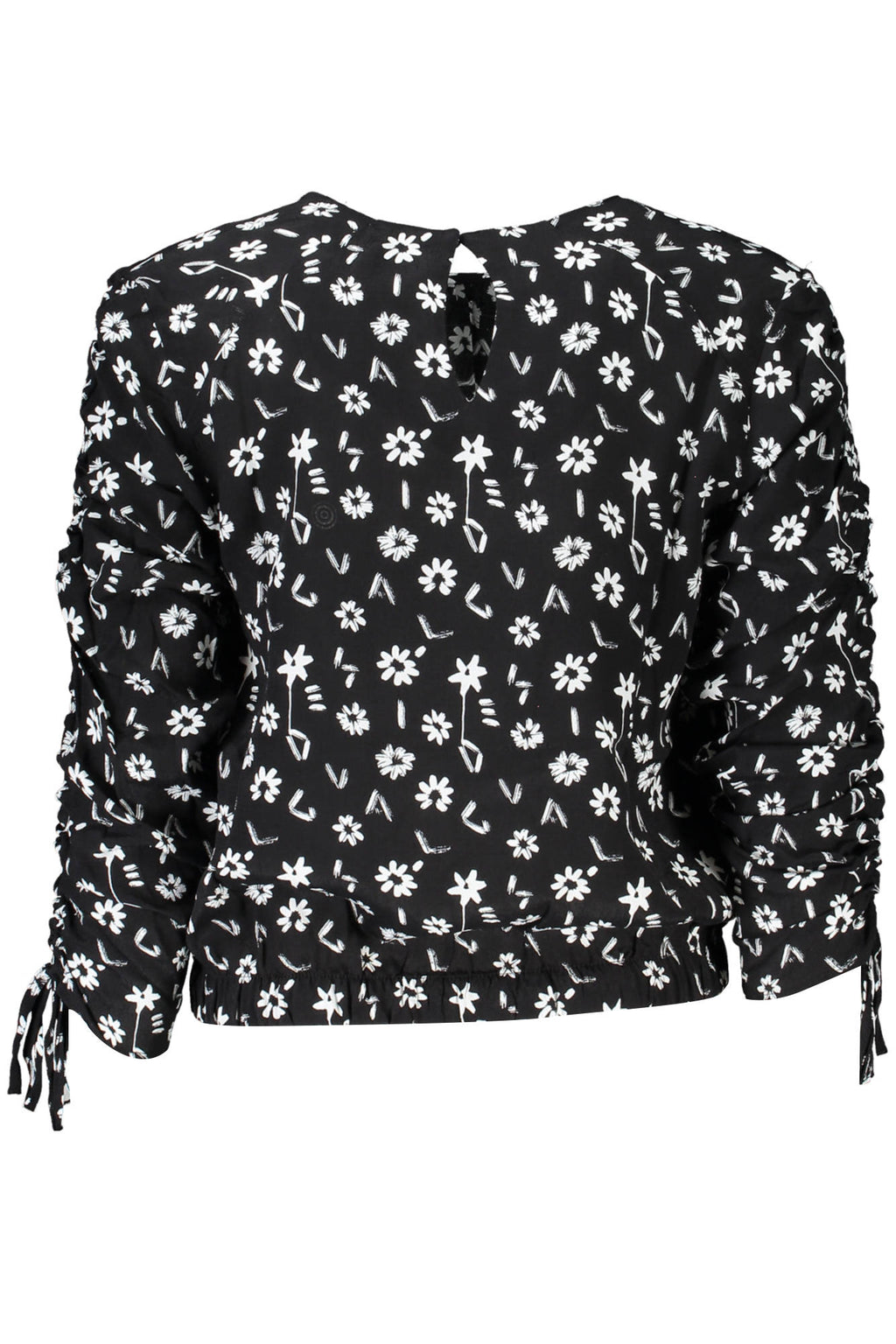 CAMISA DE MANGA LARGA DE MUJER DESIGUAL, NEGRA 