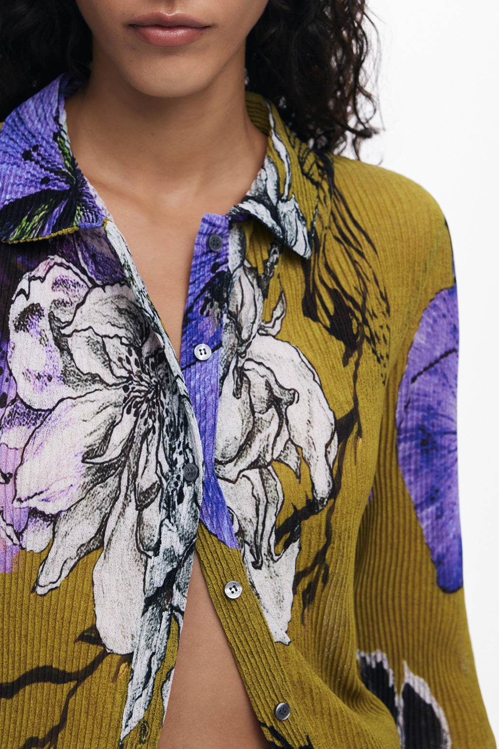 DESIGUAL WOMEN'S LONG-SLEEVED SHIRT, GREEN 