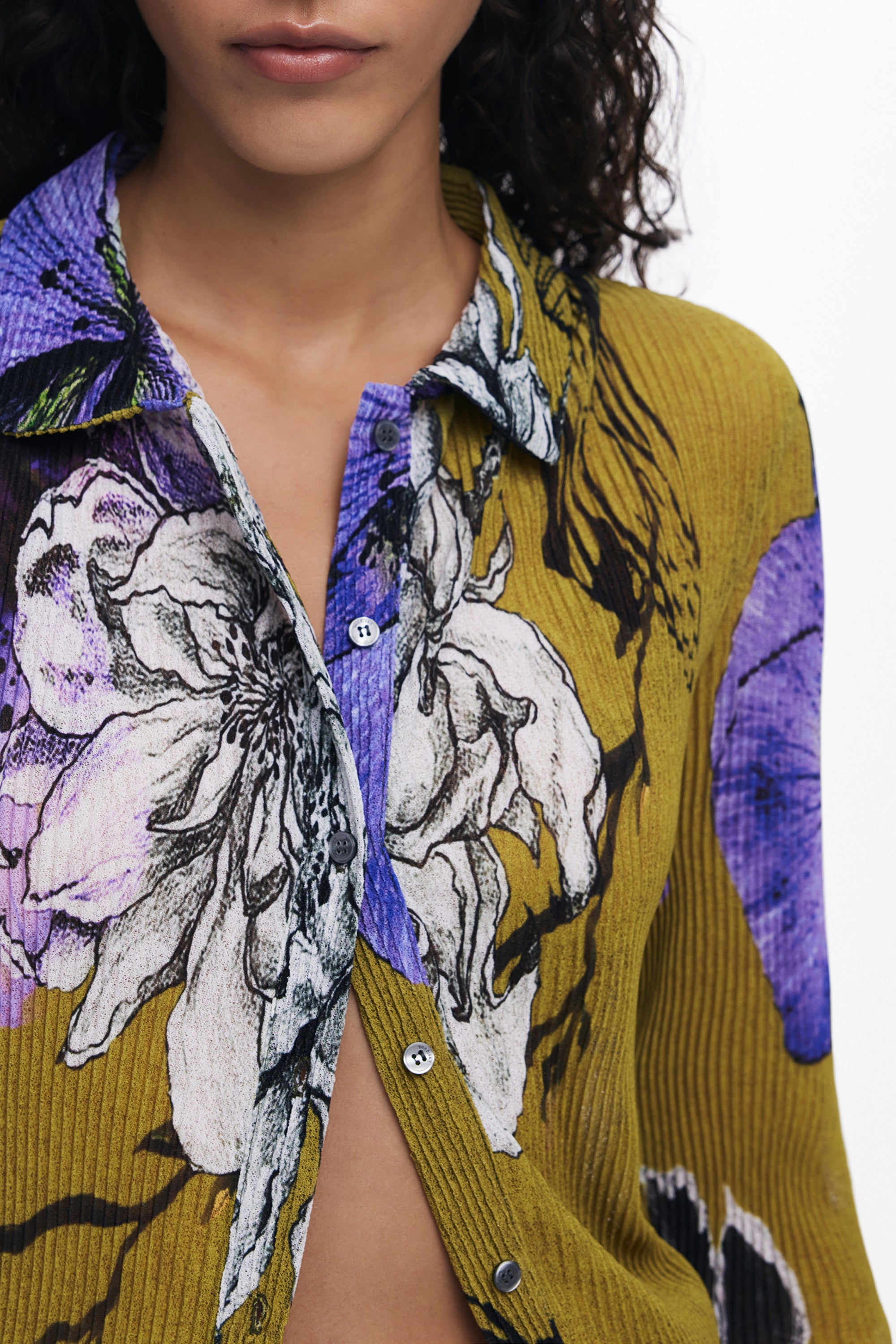 DESIGUAL WOMEN'S LONG-SLEEVED SHIRT, GREEN 