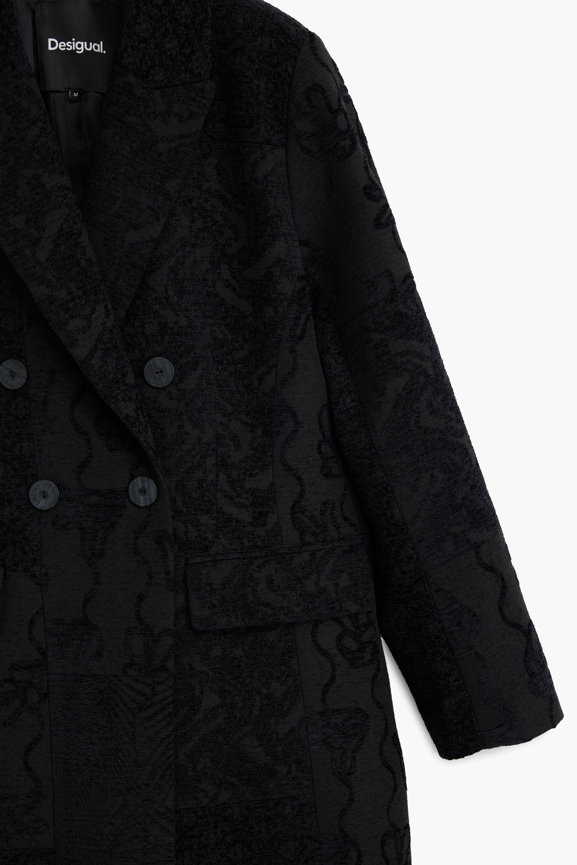 ABRIGO NEGRO DE MUJER DESIGUAL 