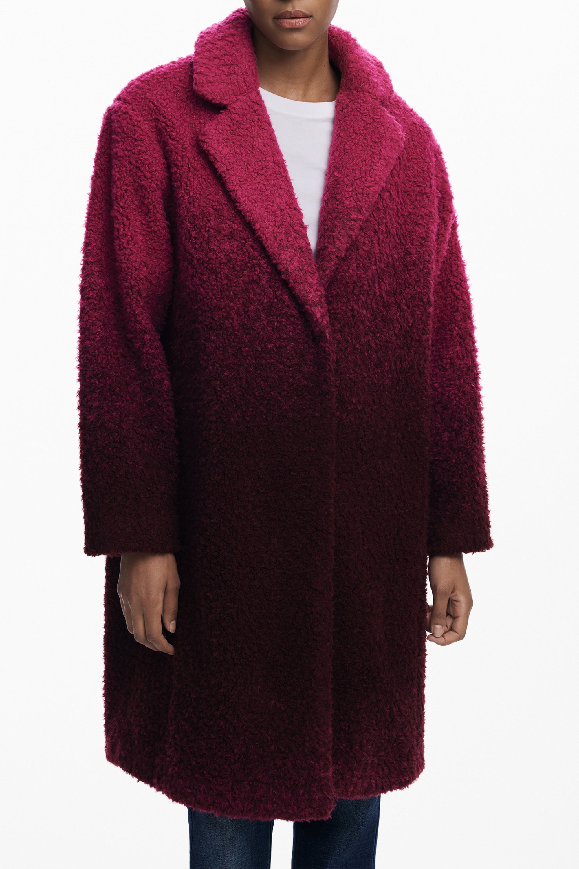 ABRIGO ROSA DE MUJER DESIGUAL 