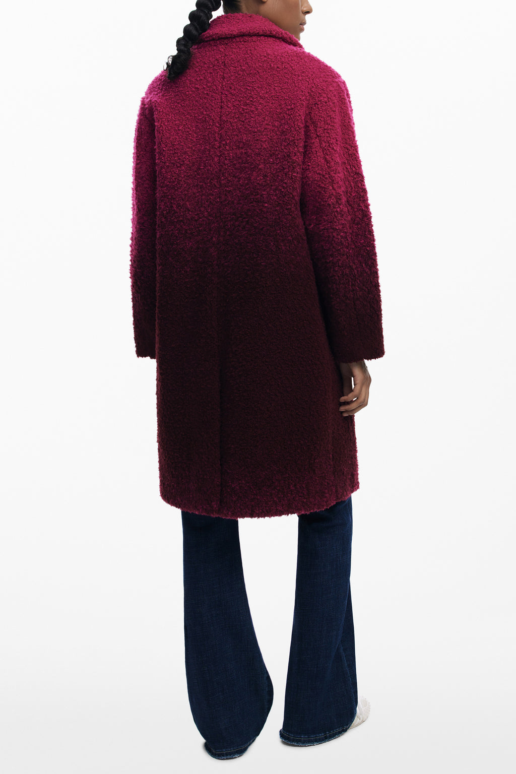 ABRIGO ROSA DE MUJER DESIGUAL 