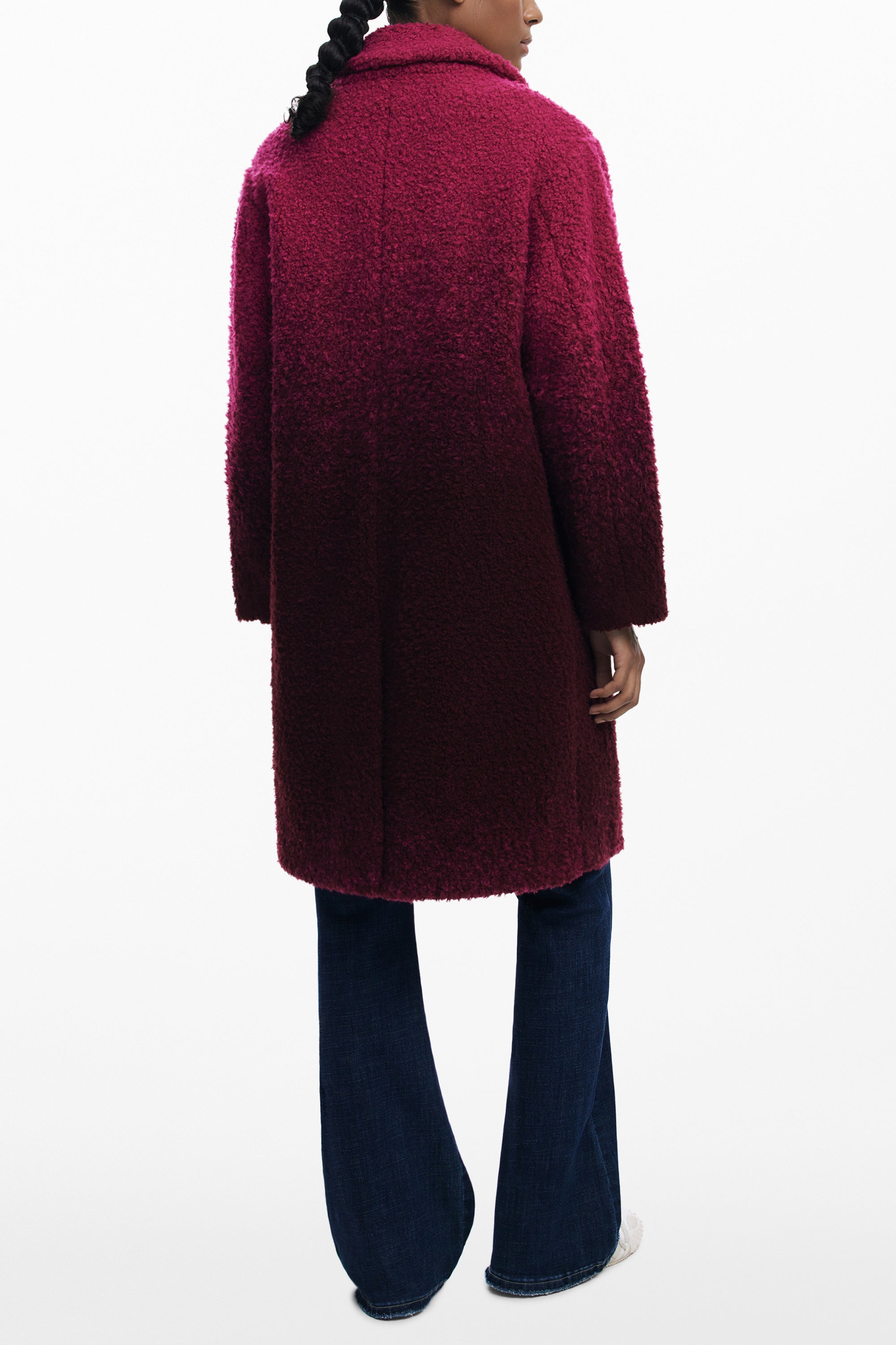 ABRIGO ROSA DE MUJER DESIGUAL 