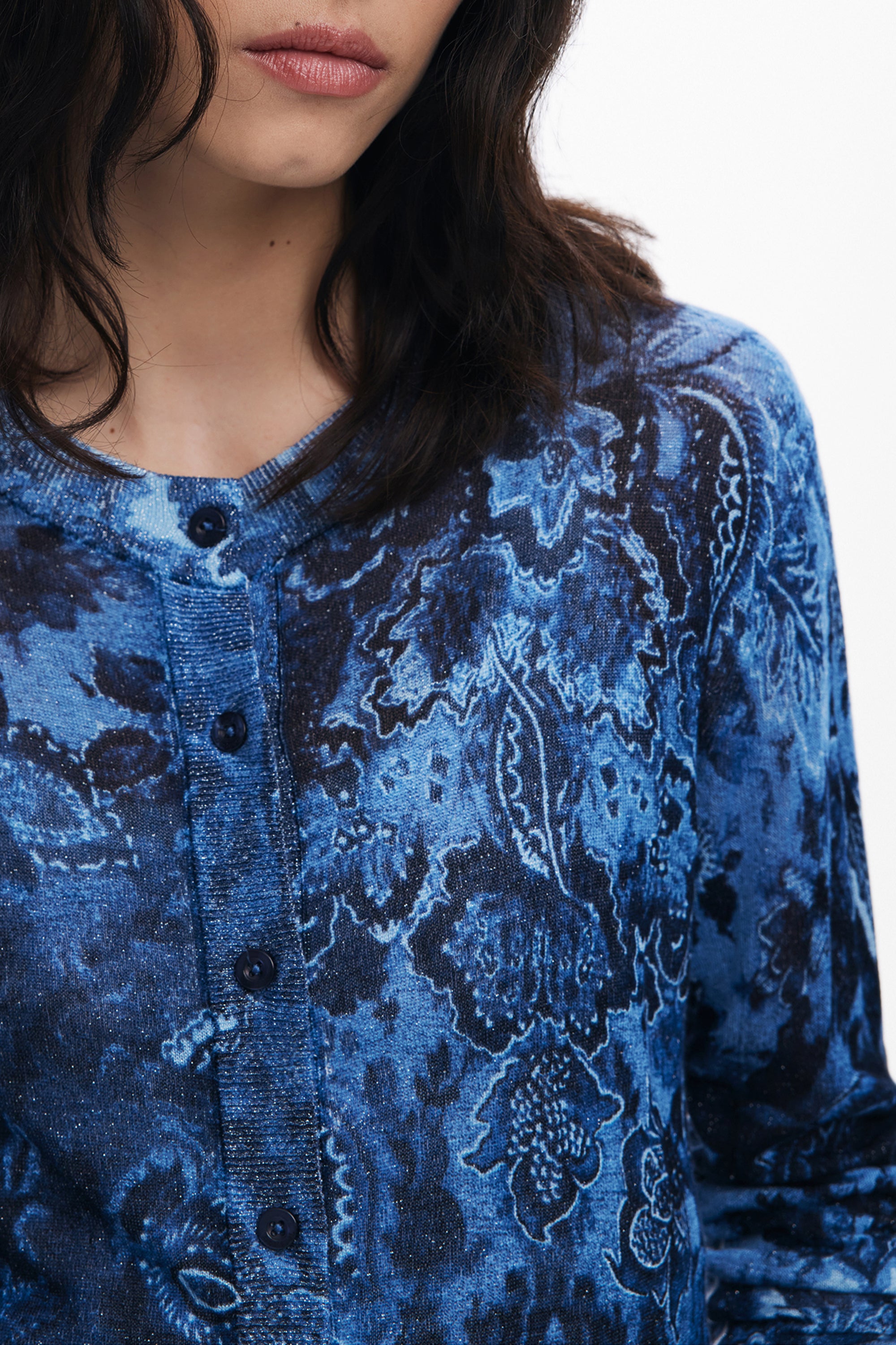 CÁRDIGAN AZUL DE MUJER DESIGUAL 