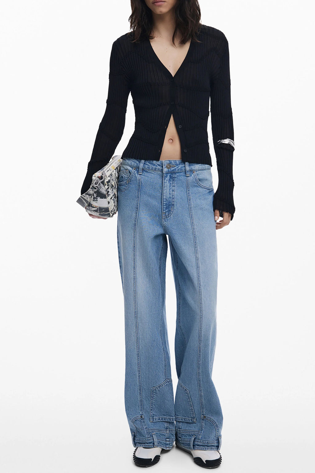 CÁRDIGAN NEGRO DE MUJER DESIGUAL 