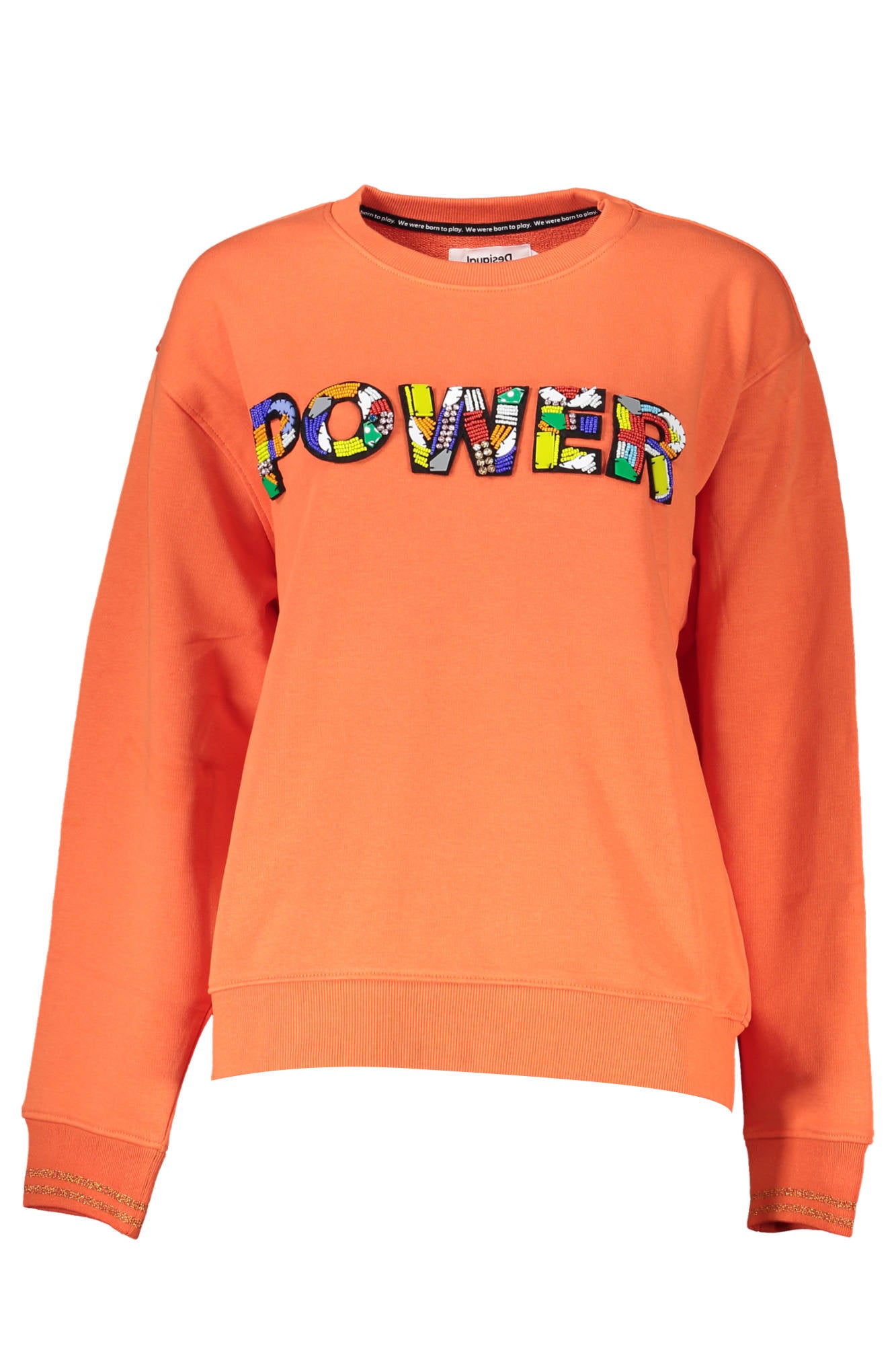 DESIGUAL WOMEN'S ORANGE ZIP-UP SWEATSHIRT 