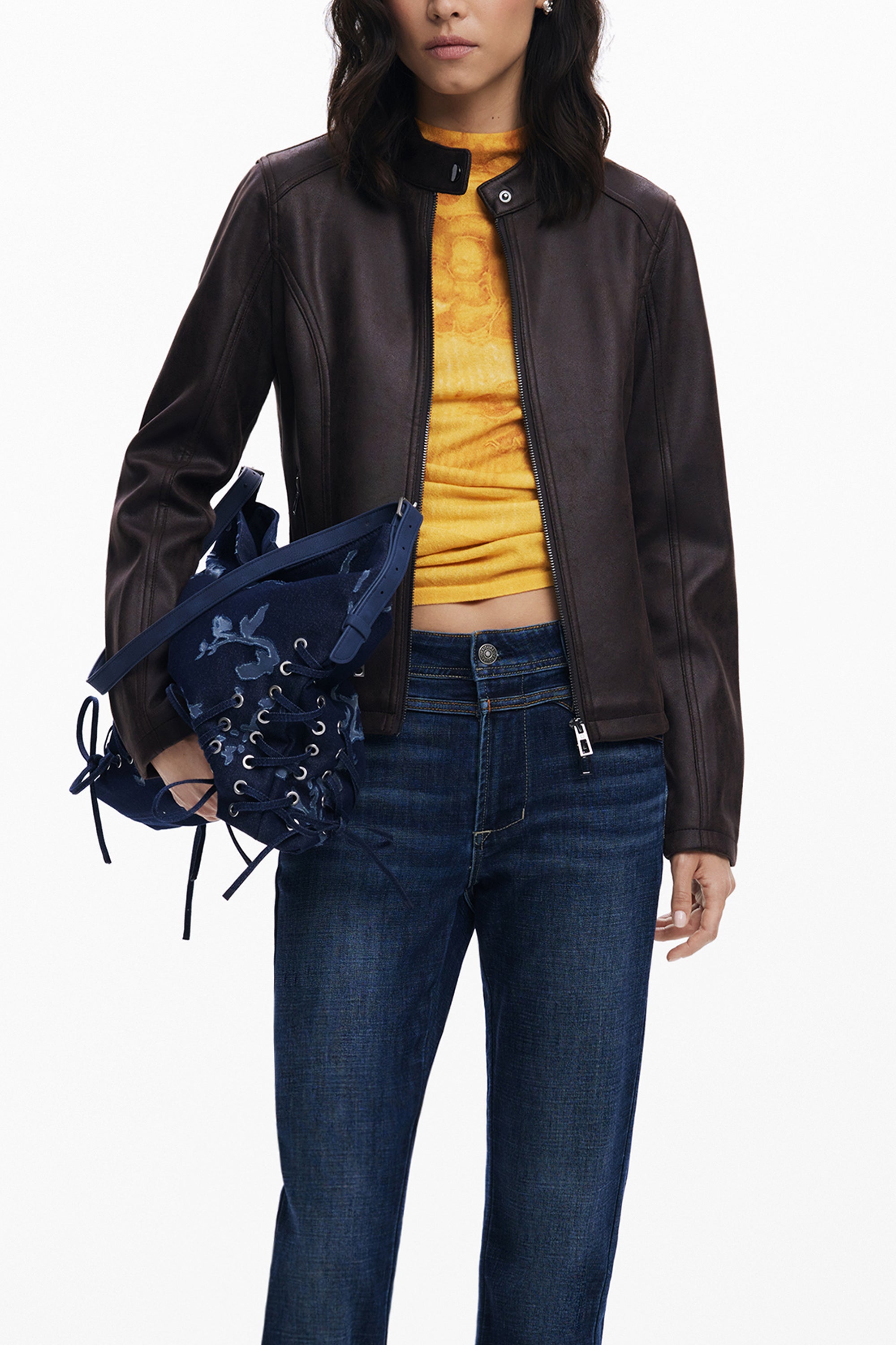 CHAQUETA MARRÓN DE MUJER DESIGUAL 