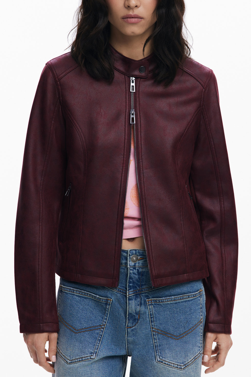 CHAQUETA ROJA DE MUJER DESIGUAL 