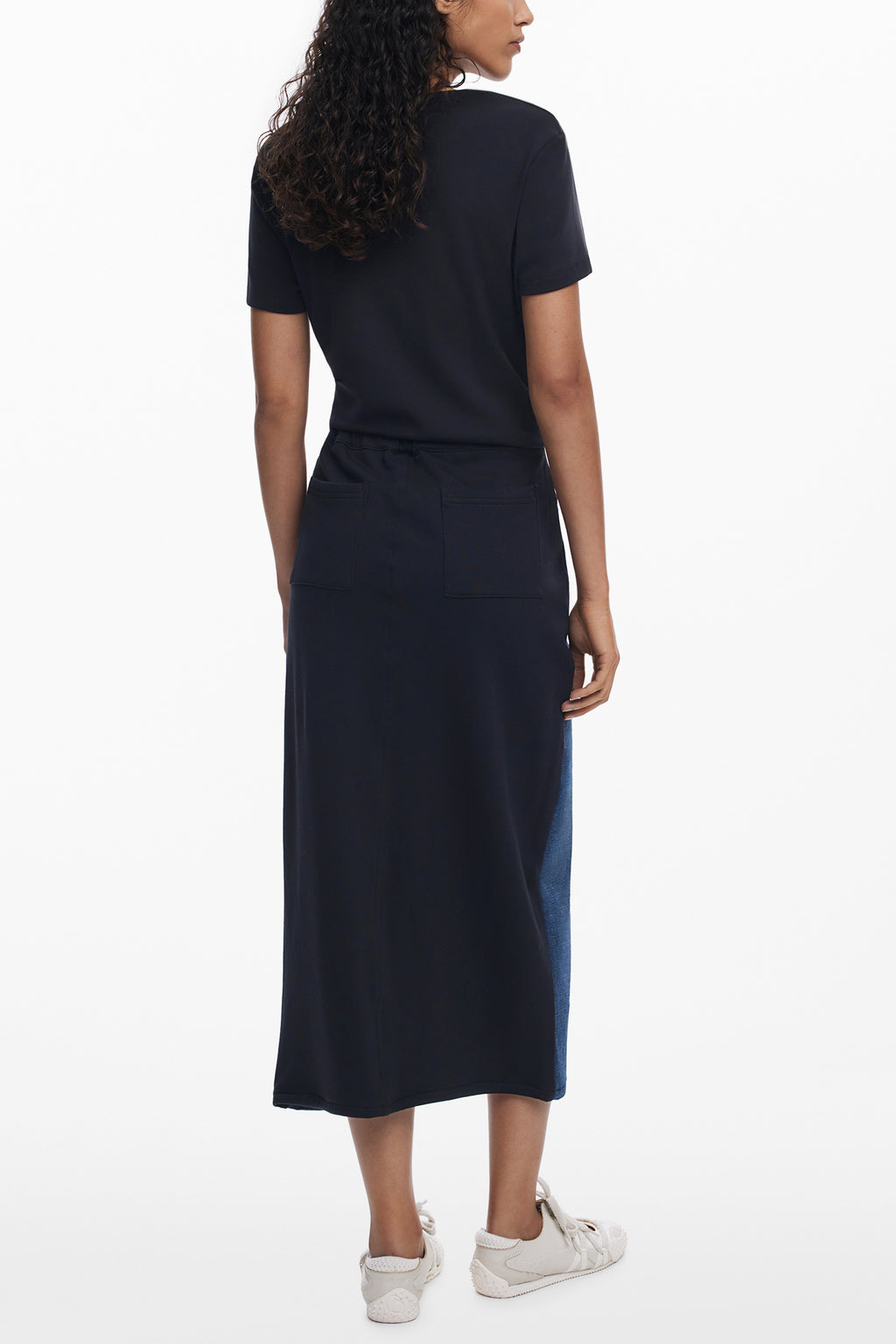 FALDA LARGA AZUL DE MUJER DESIGUAL 