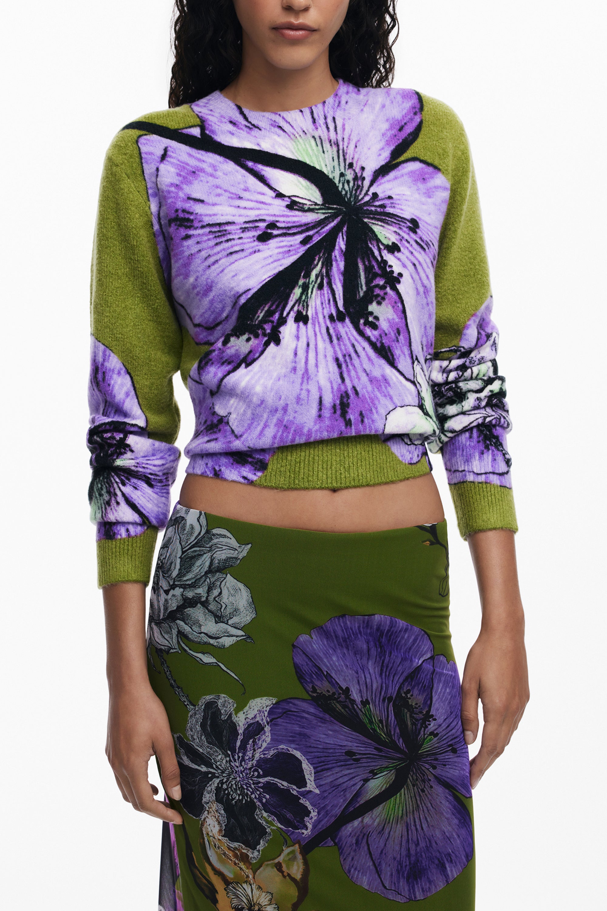 FALDA LARGA VERDE DE MUJER DESIGUAL 