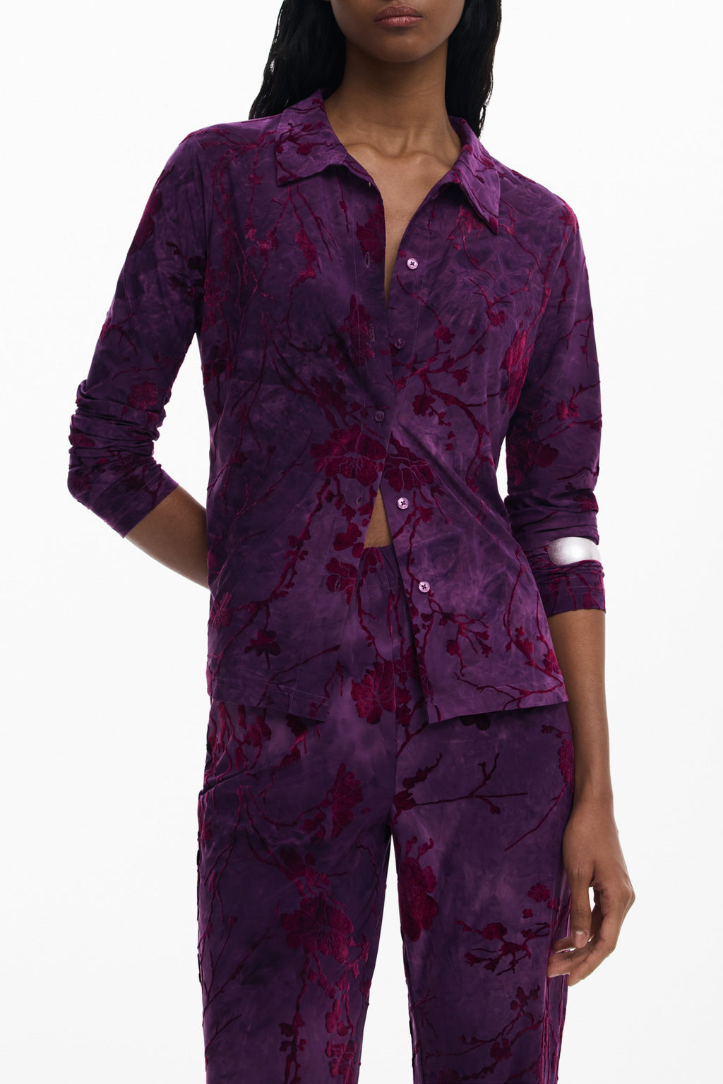 PANTALONES MORADOS DE MUJER DESIGUAL 