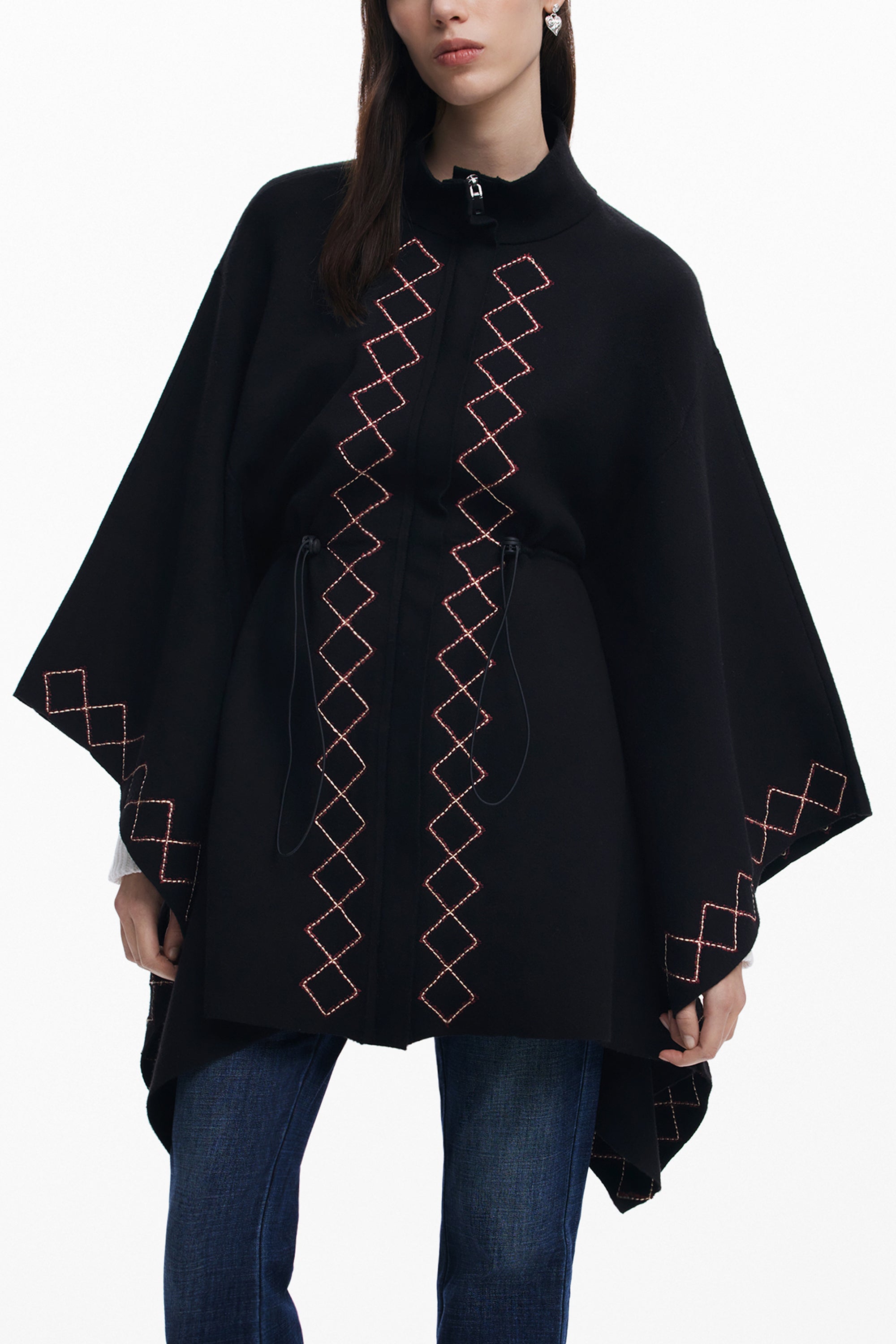 PONCHO DESIGUAL MUJER NEGRO 