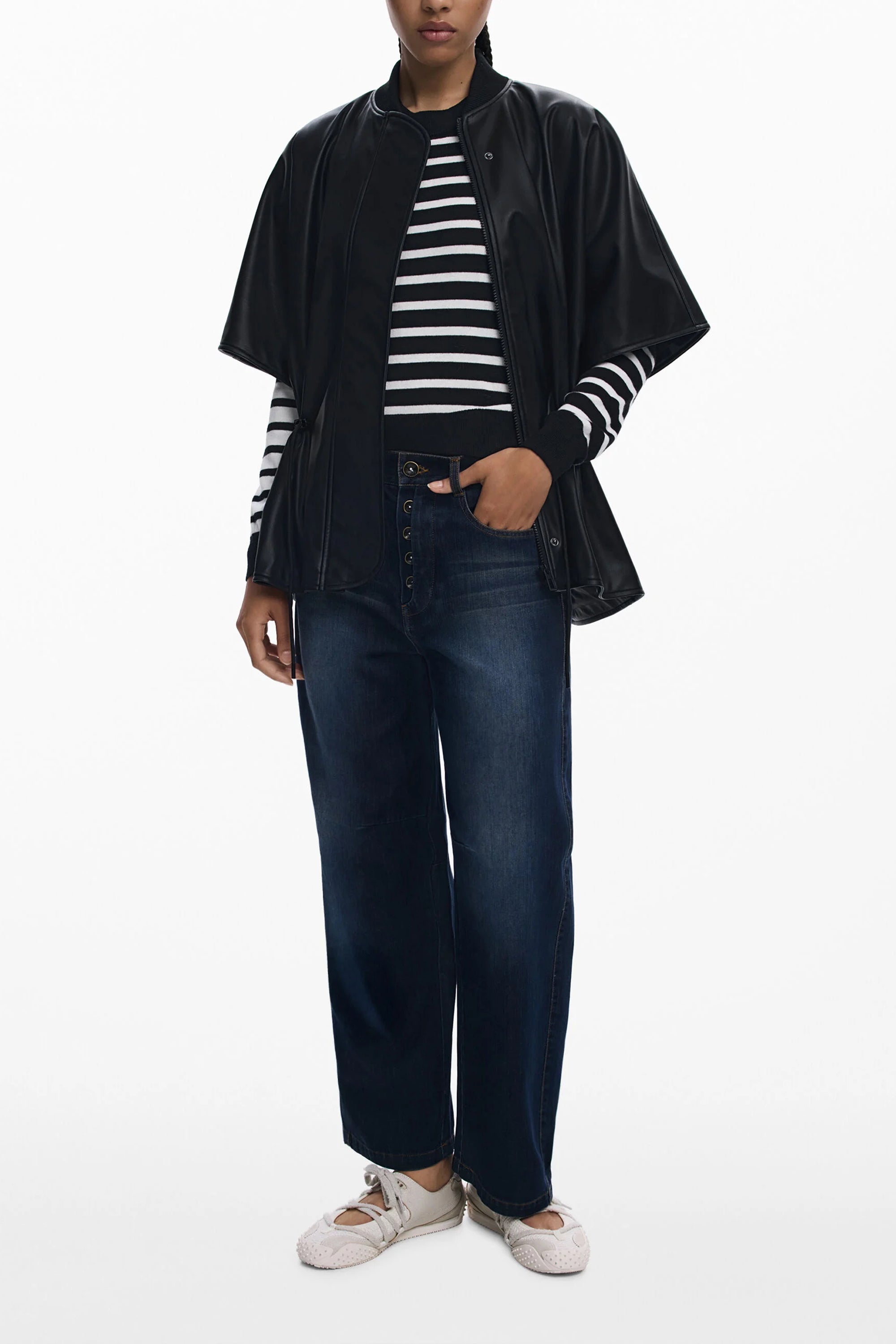 PONCHO DESIGUAL MUJER NEGRO 