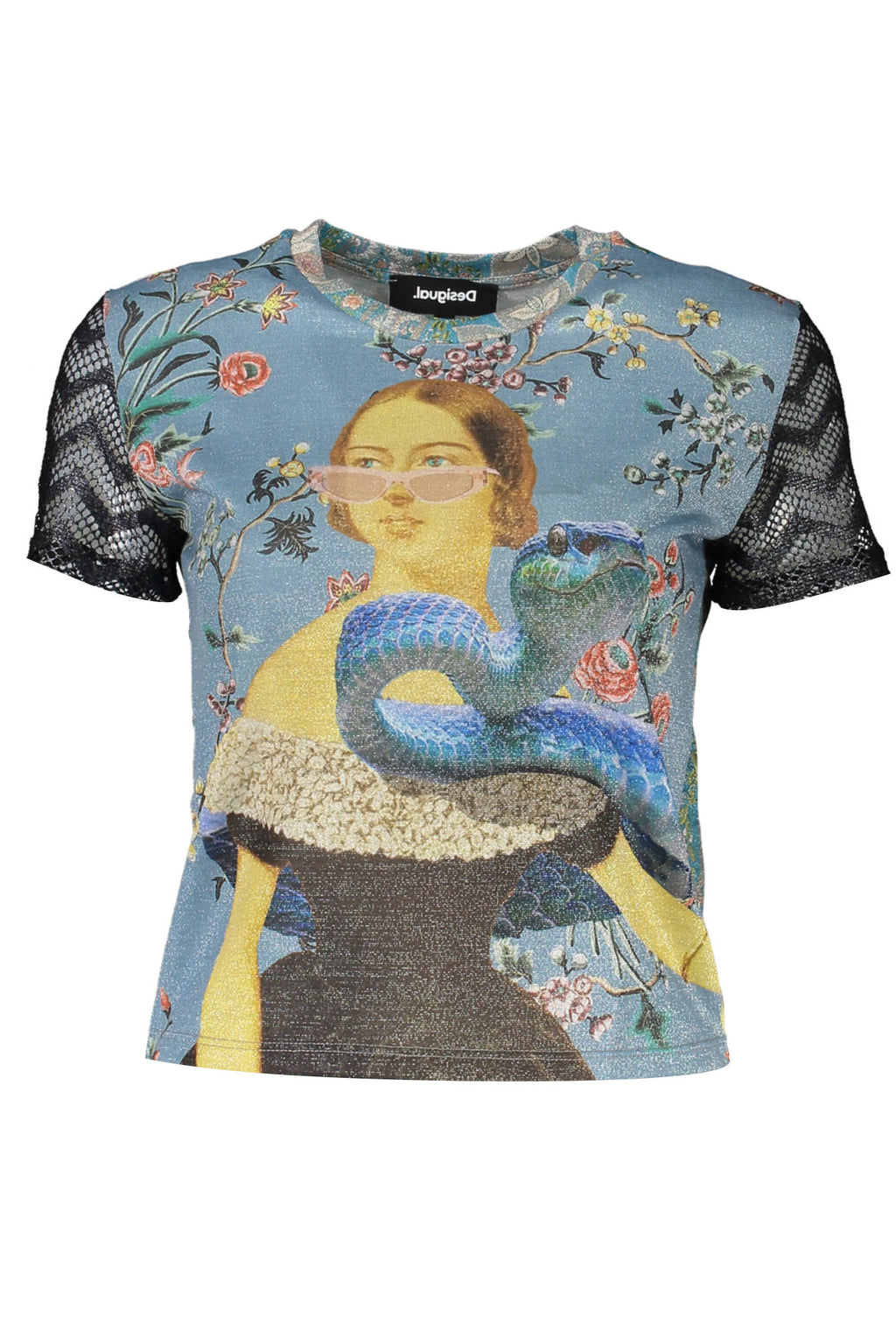 CAMISETA DE MANGA CORTA PARA MUJER DESIGUAL, AZUL 