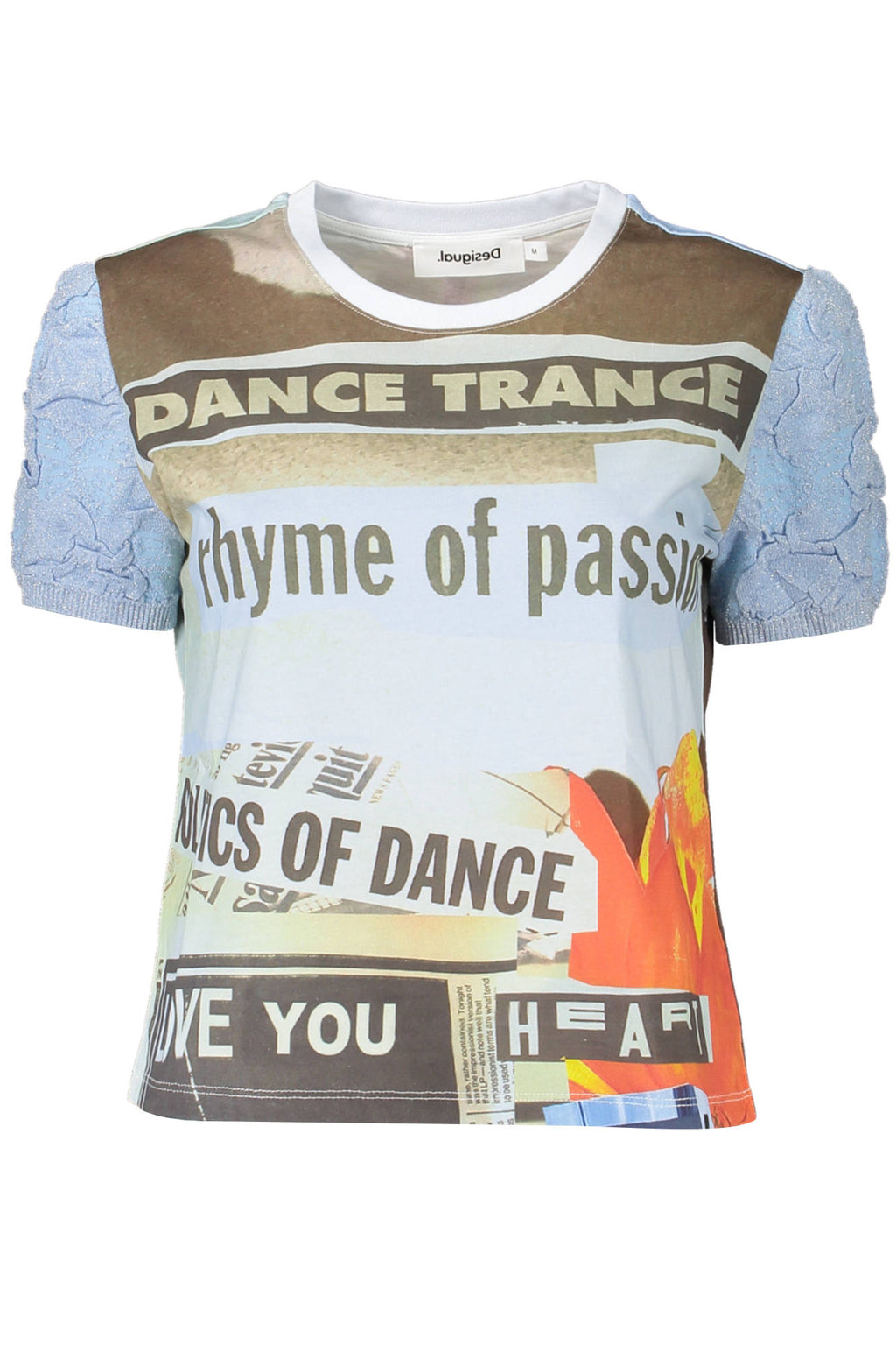 CAMISETA DE MANGA CORTA PARA MUJER DESIGUAL, AZUL 