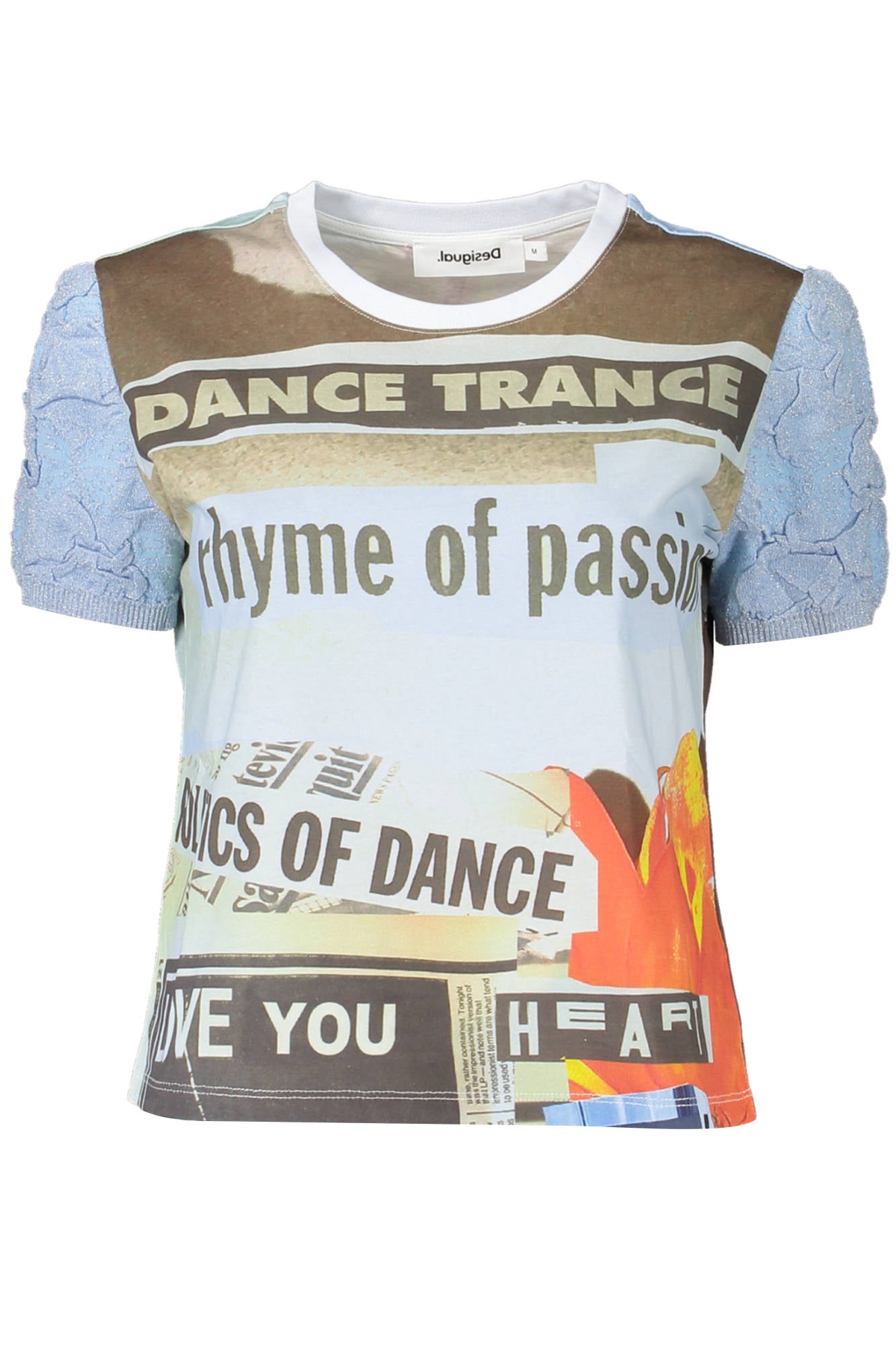 CAMISETA DE MANGA CORTA PARA MUJER DESIGUAL, AZUL 