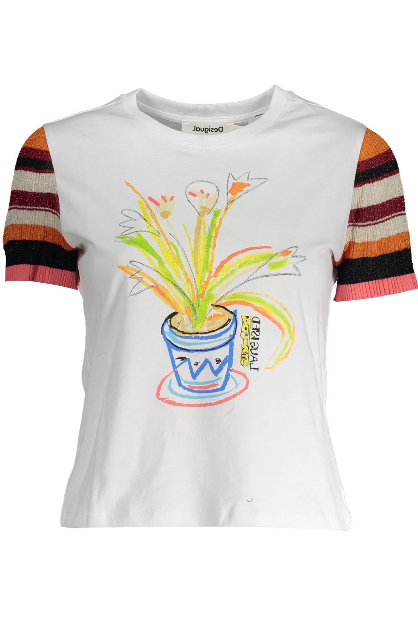 CAMISETA DE MANGA CORTA MUJER DESIGUAL BLANCA 