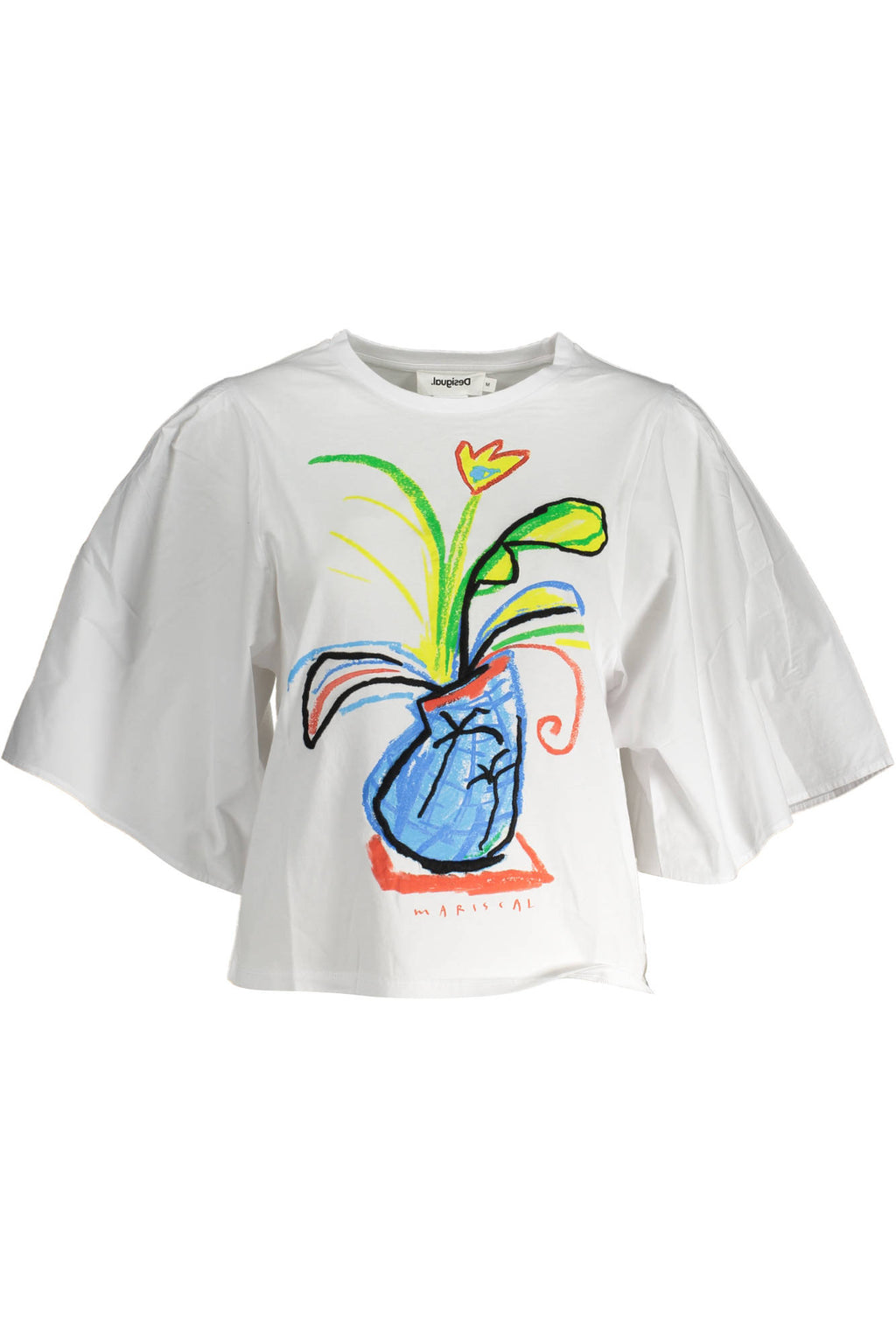 CAMISETA DE MANGA CORTA MUJER DESIGUAL BLANCA 