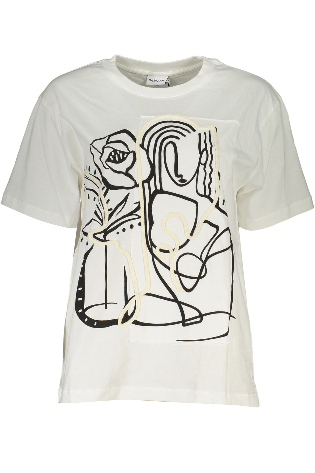 CAMISETA DE MANGA CORTA MUJER DESIGUAL BLANCA 