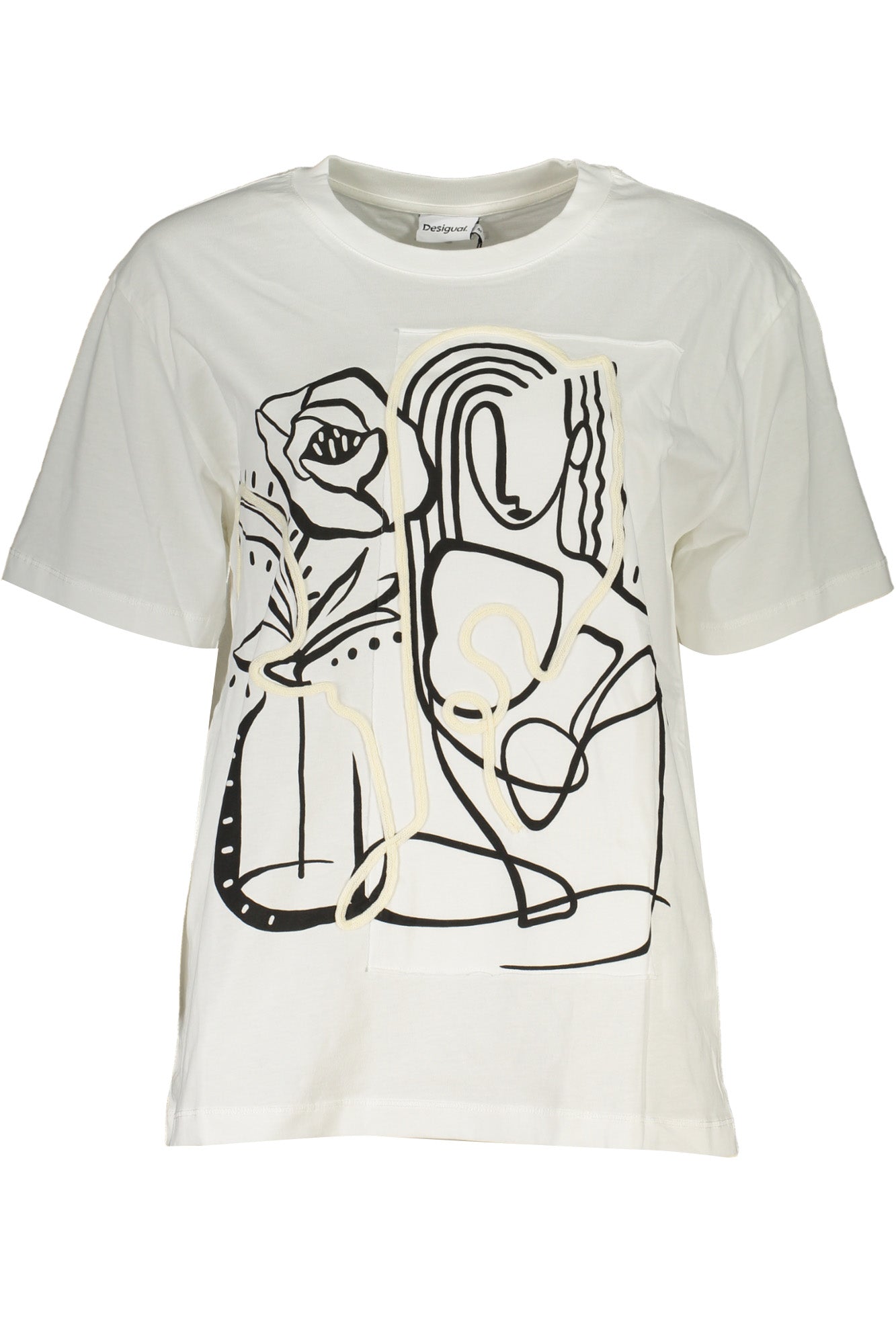 CAMISETA DE MANGA CORTA MUJER DESIGUAL BLANCA 
