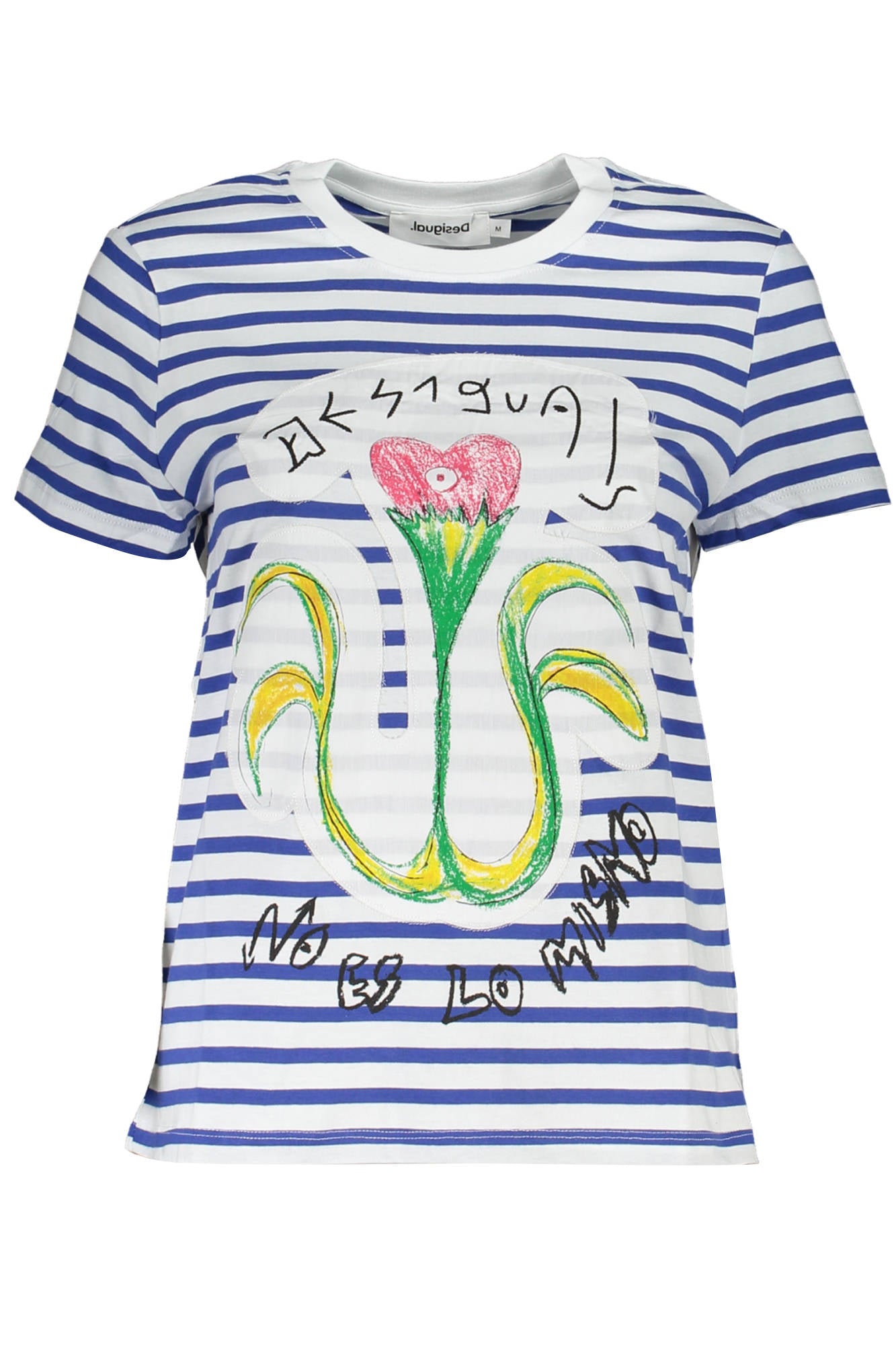 CAMISETA DE MANGA CORTA DE MUJER DESIGUAL AZUL 