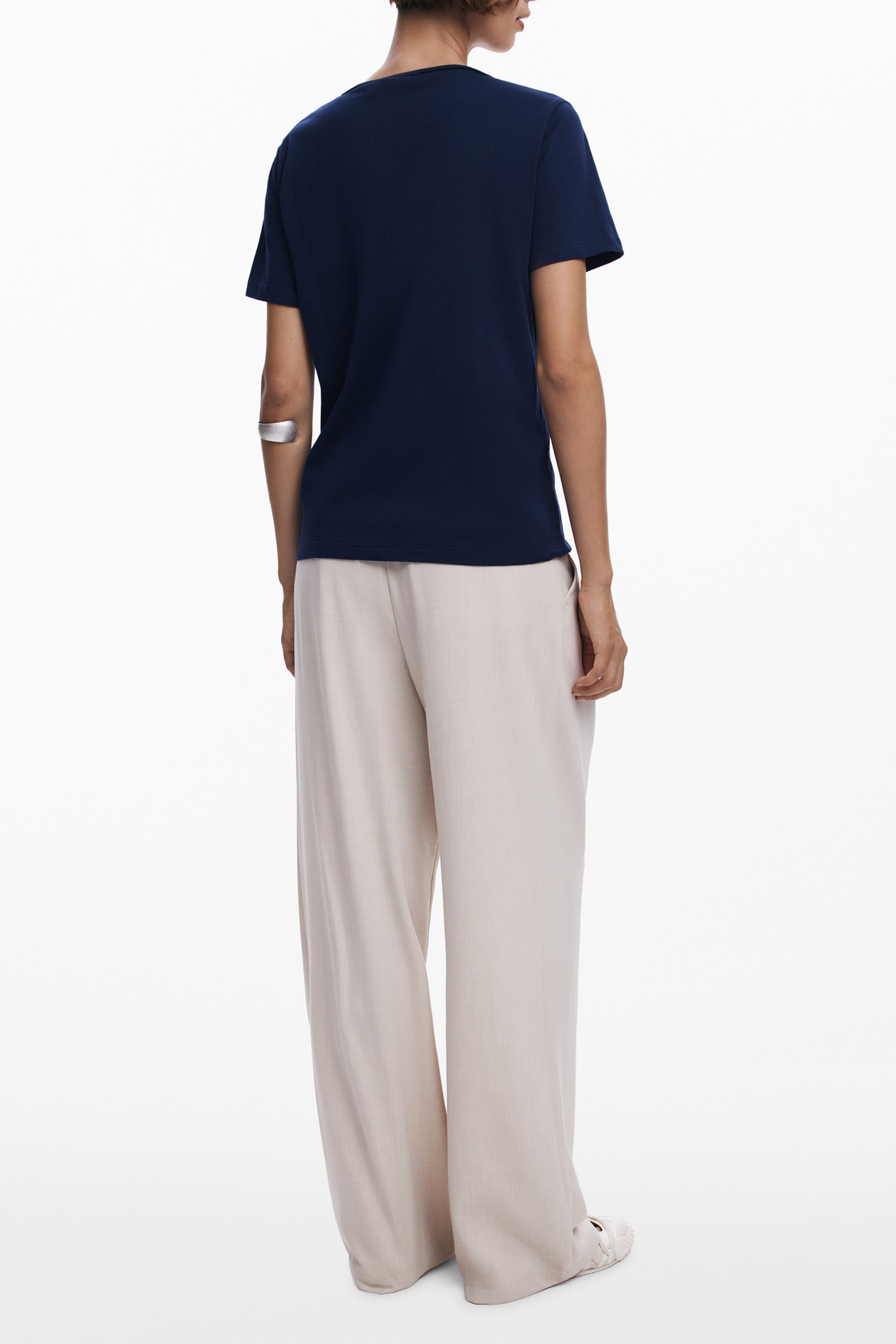 CAMISETA DE MANGA CORTA DE MUJER DESIGUAL AZUL 