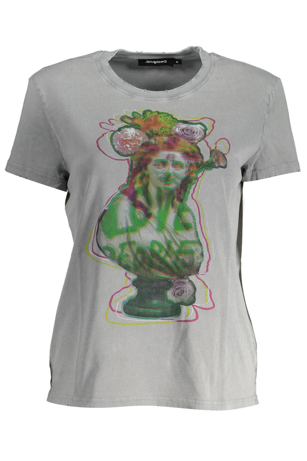 CAMISETA DE MANGA CORTA DE MUJER DESIGUAL GRIS 