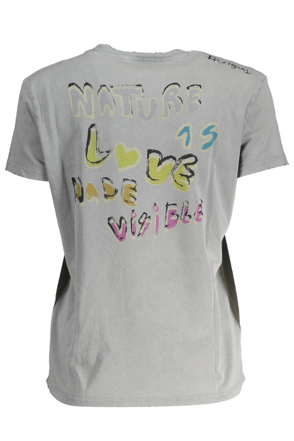 CAMISETA DE MANGA CORTA DE MUJER DESIGUAL GRIS 