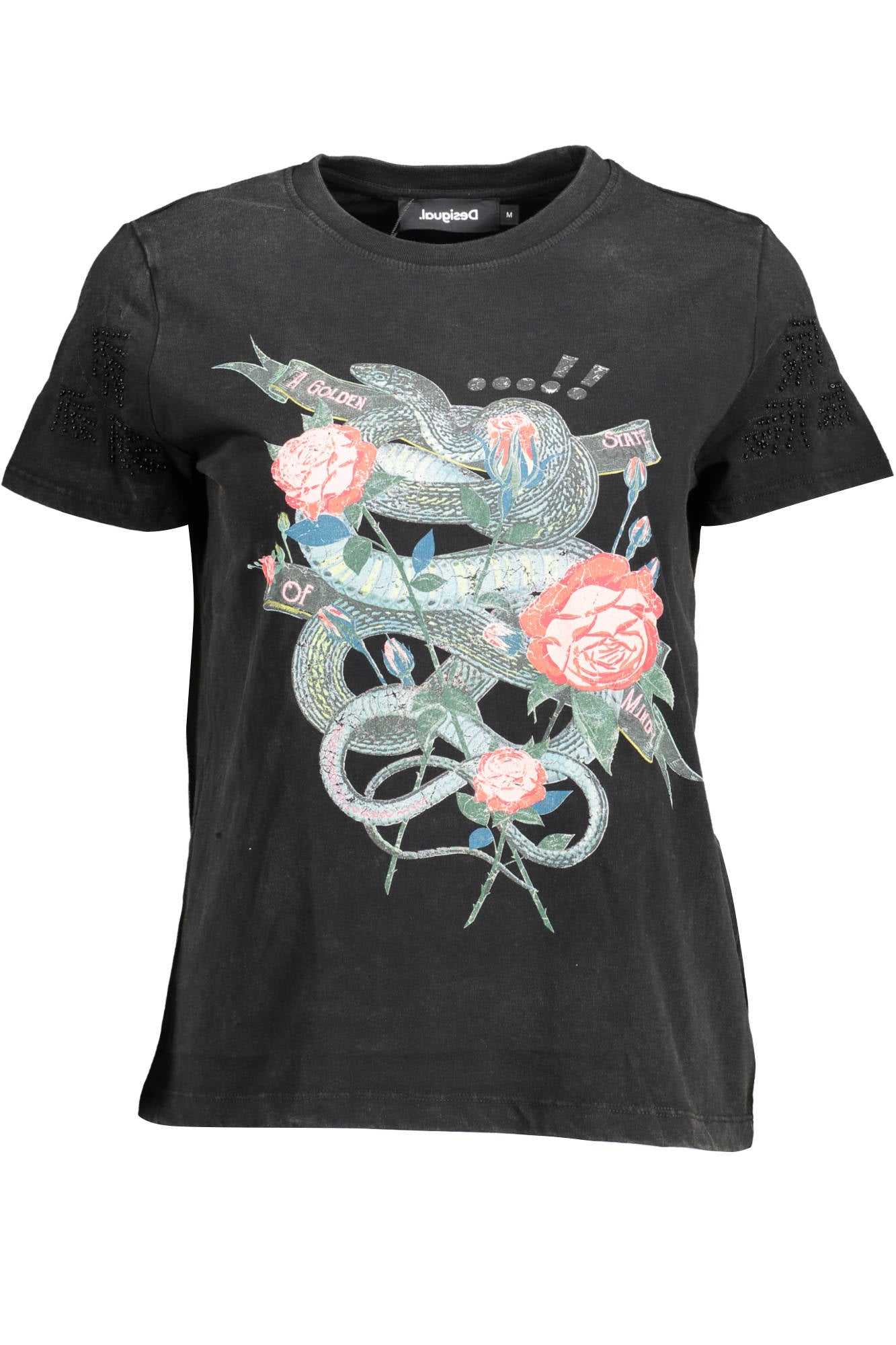CAMISETA DE MANGA CORTA DE MUJER DESIGUAL NEGRA 